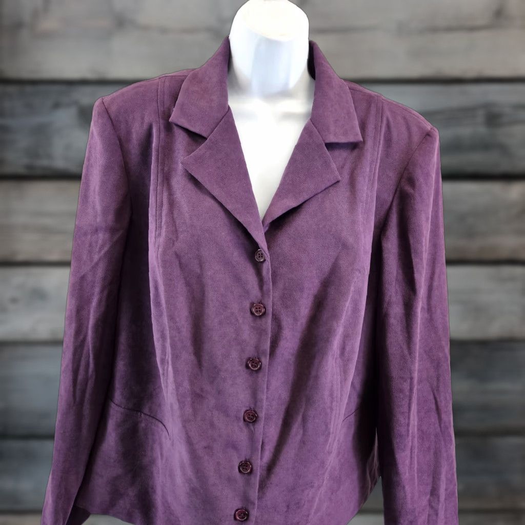 Coldwater Creek Coldwater Creek Jacket Womens Sz 18W Purple Solid Button Front Shoulder Pads Size XXL / US 16-18 / IT 52-54 - 1 Thumbnail