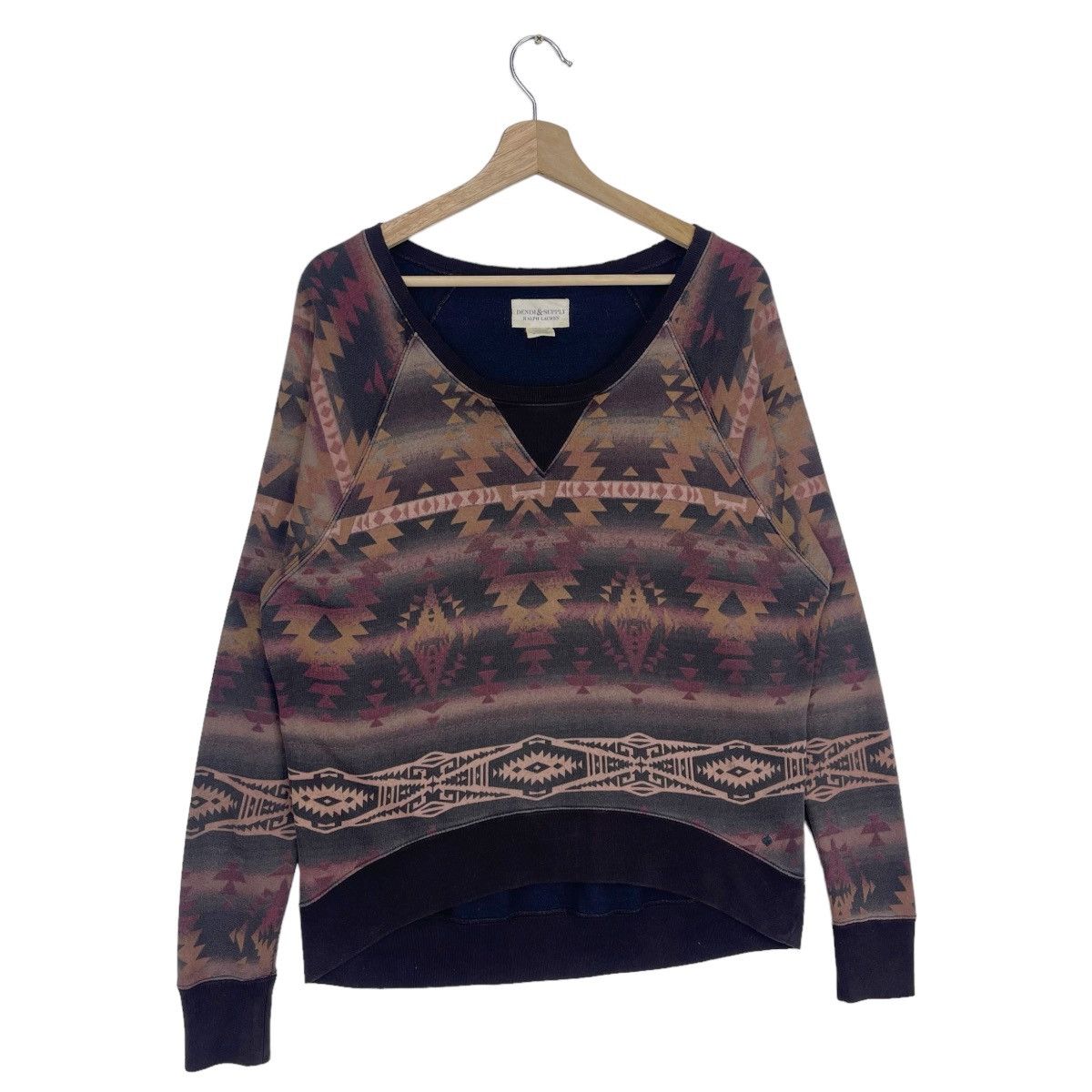 Denim & Supply Ralph Lauren × Ralph Lauren × Vintage Vintage Aztec Sweatshirt Size M / US 6-8 / IT 42-44 - 3 Thumbnail