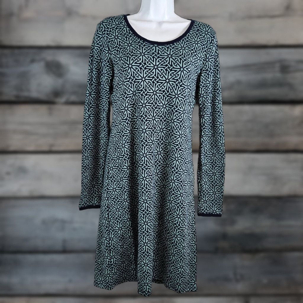 Vintage Ibex Womens Dress Sz Small Blue Long Sleeve Geometric Size S / US 4 / IT 40 - 1 Thumbnail