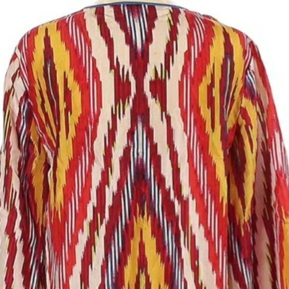 Bcbgmaxazria BCBGMaxAzria Silk Tunic Top Sz S Multicolor Ikat Retro 70's Size S / US 4 / IT 40 - 7 Thumbnail