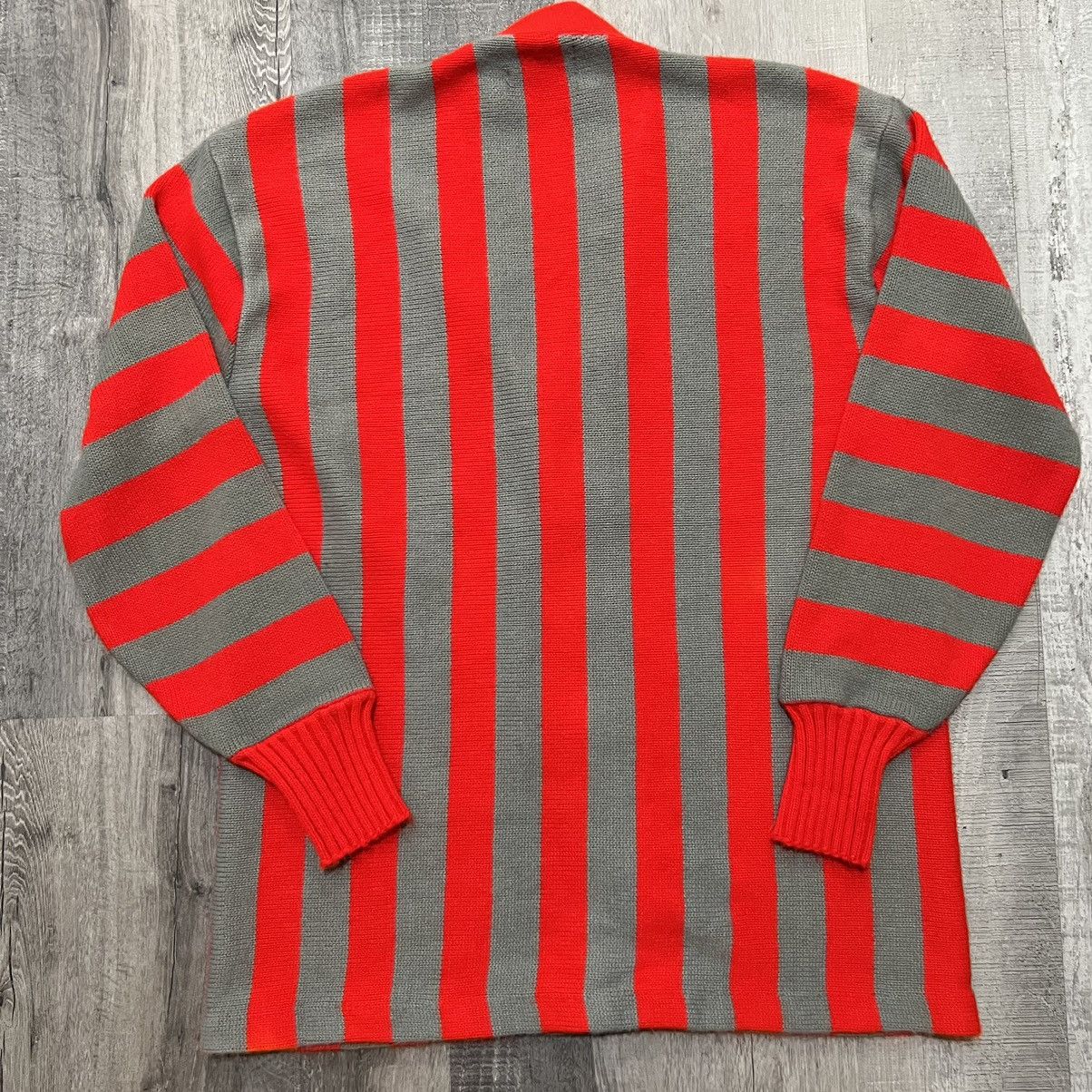 Vintage VTG Miami Knitting Mills 1960s Red Striped Grunge Cardigan Size US XL / EU 56 / 4 - 2 Thumbnail