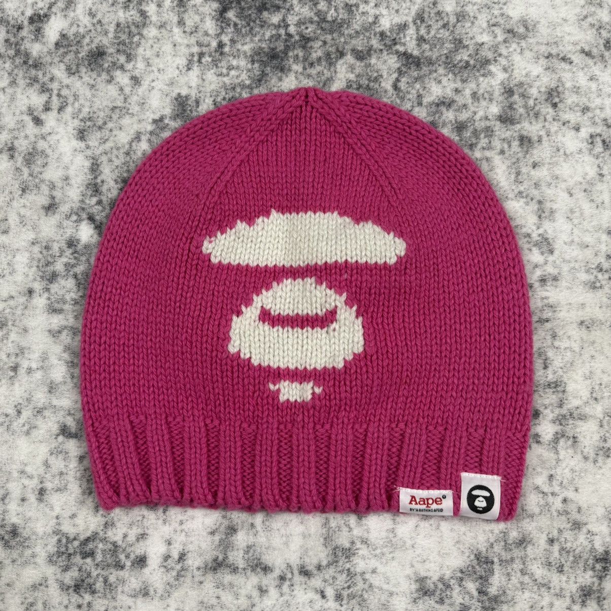 Aape A Bathing Ape Big Logo Knit ‘Pink’ Beanie Size ONE SIZE - 1 Thumbnail