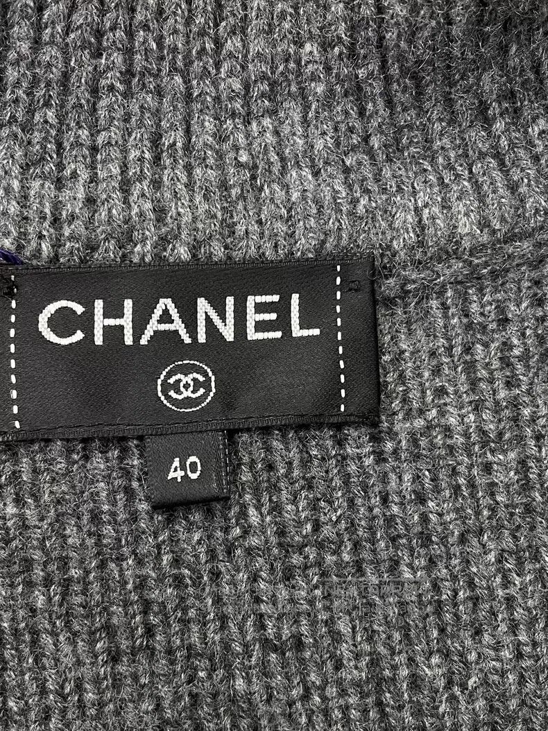 Chanel Chanel Gray coco letter printed tweed stitching ticed cash Size S / US 4 / IT 40 - 4 Thumbnail