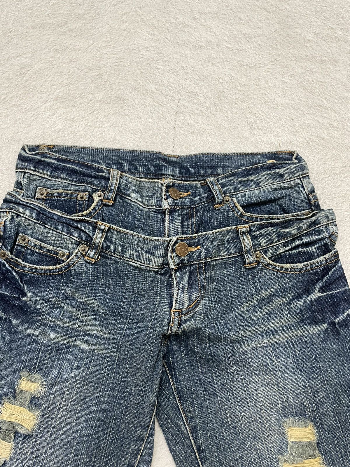 Japanese Brand 2000s Japanese Flared Denim Ripped Bootcut Jeans Washed Y2K Size US 28 / EU 44 - 5 Thumbnail