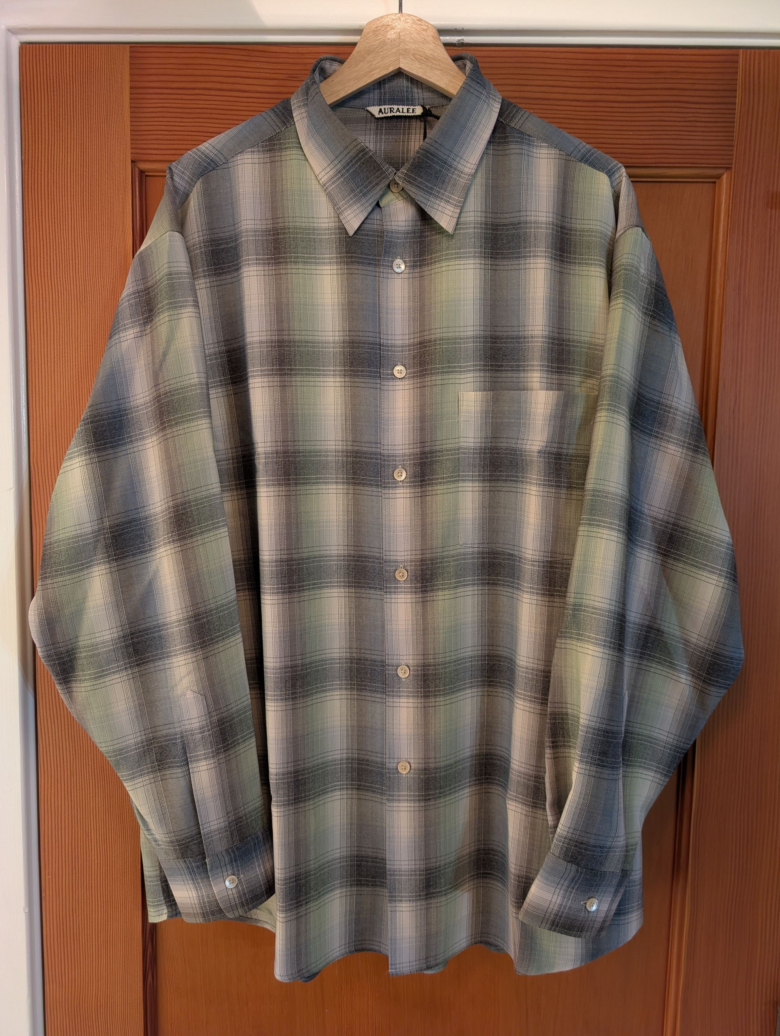 Auralee Super Light Wool Check Shirt (Green) Size US XXL / EU 58 / 5 - 2 Thumbnail