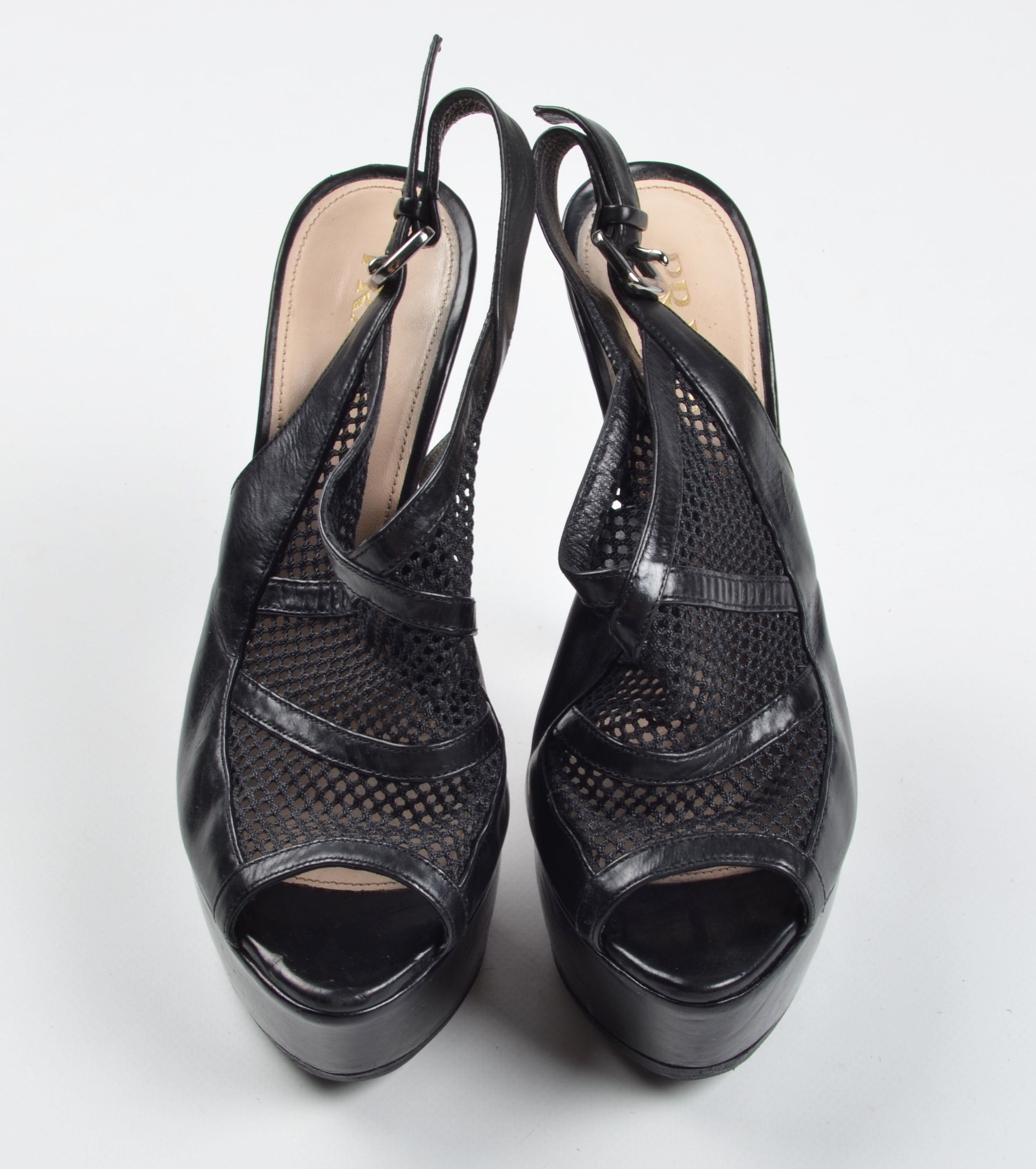 Prada PRADA 90's Mesh Peep Toe Platform Slingback Stiletto Heels Size US 6 / IT 36 - 3 Thumbnail