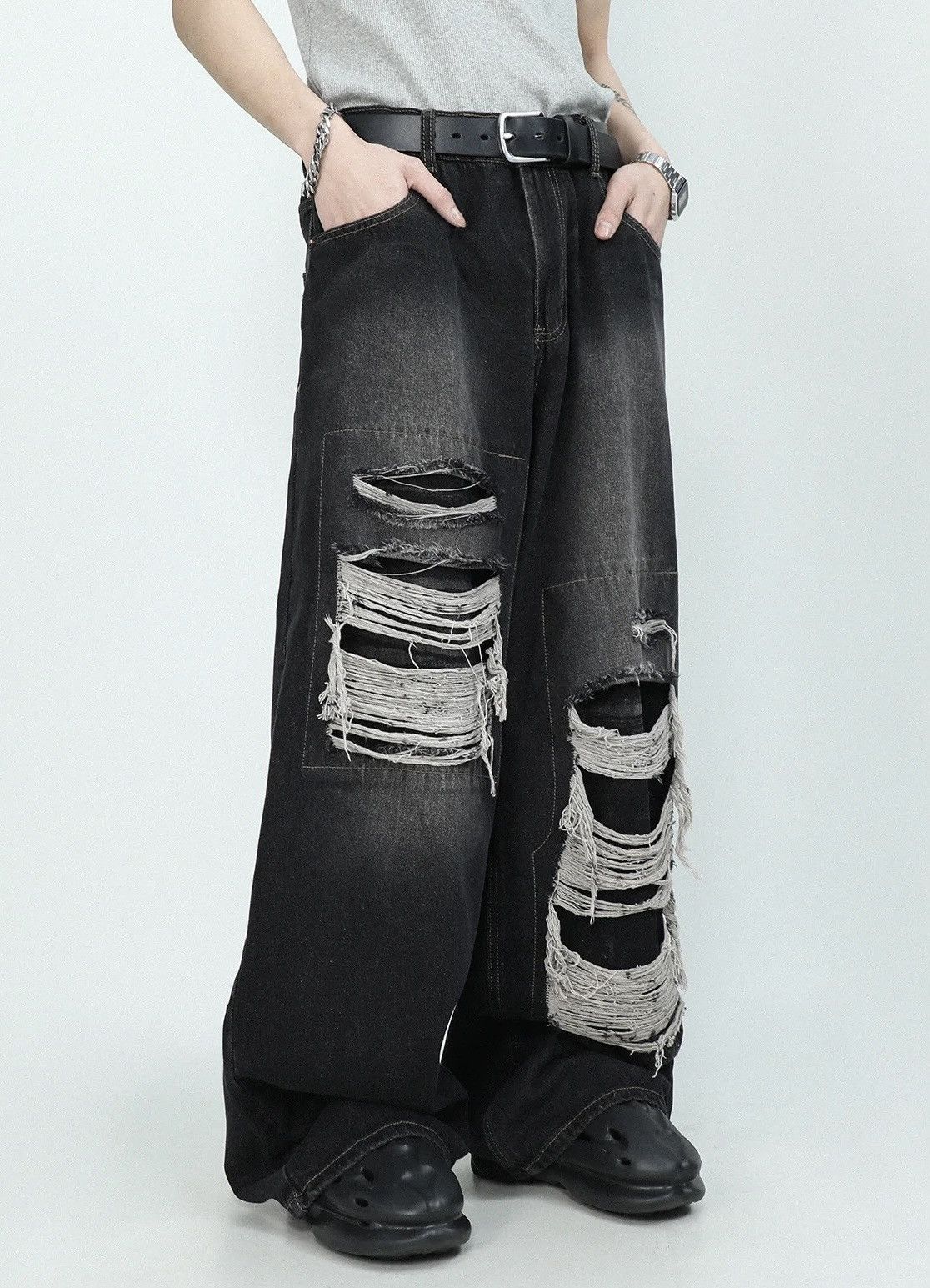 Japanese Brand × Vintage Retro punk distressed ripped hole jeans pants Size US 32 / EU 48 - 2 Thumbnail