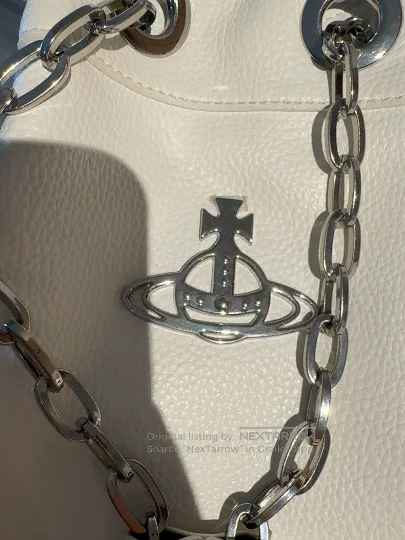 Vivienne Westwood Vivienne Westwood size os White Bucket Bag, Silver Chain, S Size ONE SIZE - 1 Thumbnail
