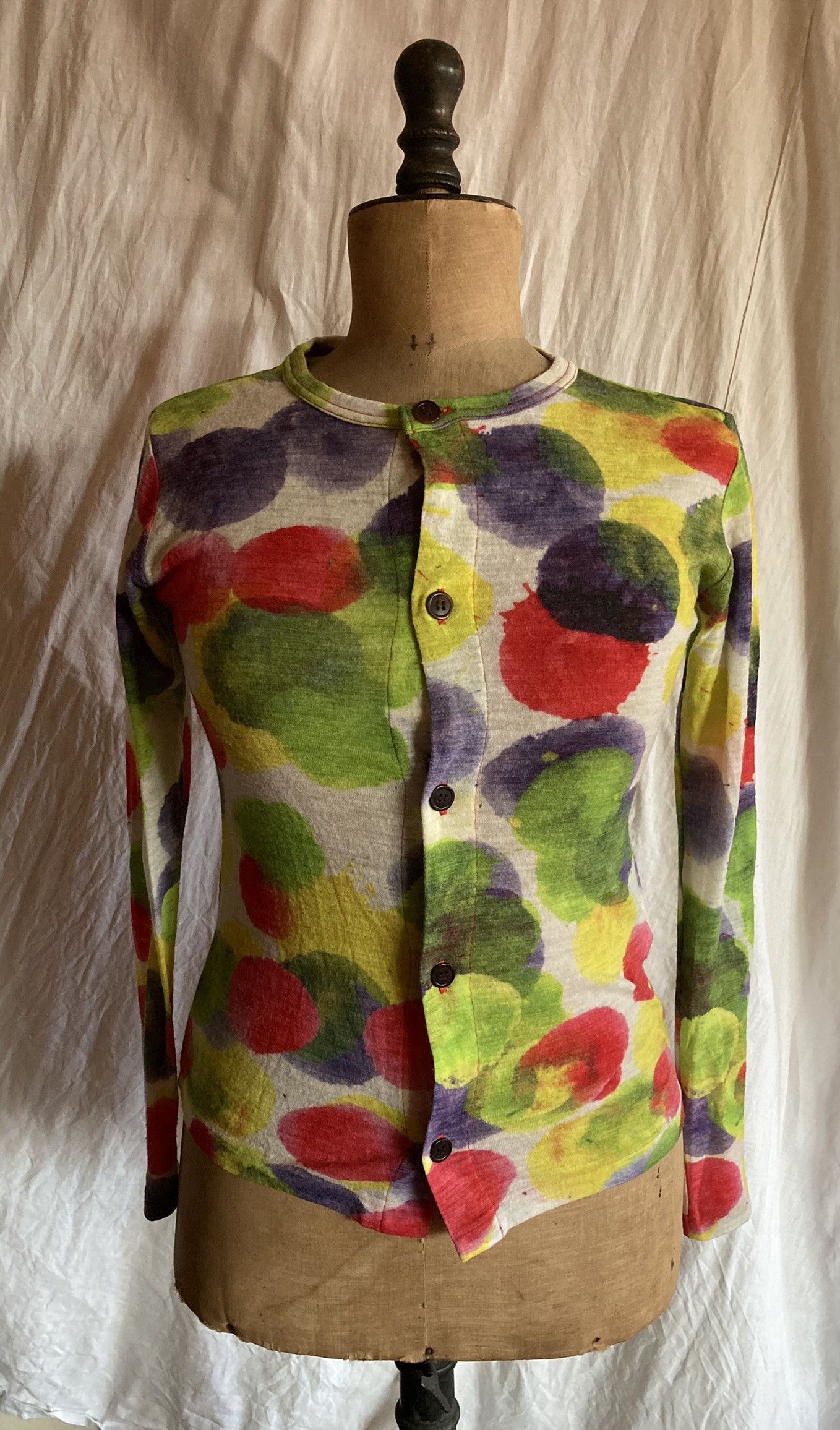 Y's Y's Yohji Yamamoto Wool Cardigan - Vibrant Watercolor Print Size M / US 6-8 / IT 42-44 - 1 Thumbnail