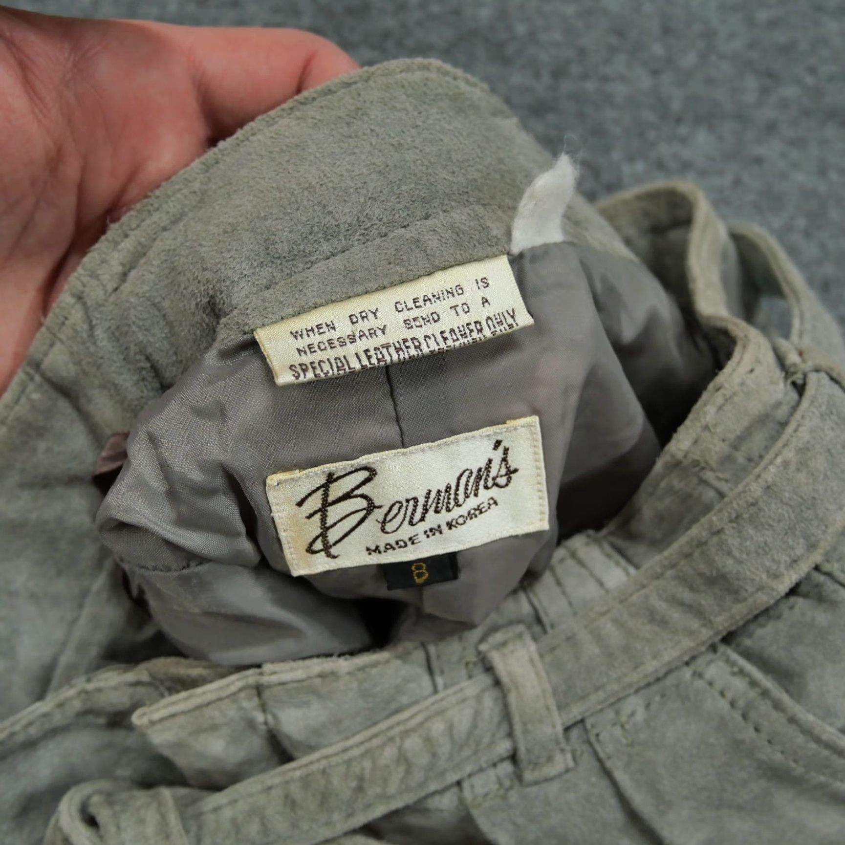 Ben Sherman VINTAGE Bermans Pants Womens 8 26x32 Grey Suede Leather Western 60s Size 30" / US 8 / IT 44 - 4 Thumbnail