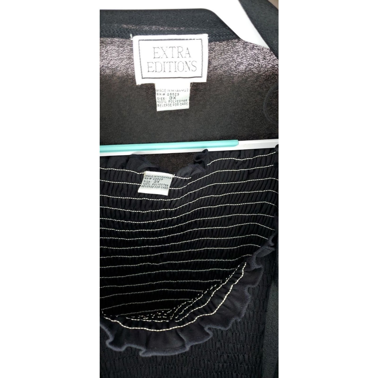 Other Extra Editions Women’s 2-Piece Black Sheer Crop Top Set 3X Size 3XL / US 20-22 - 3 Thumbnail