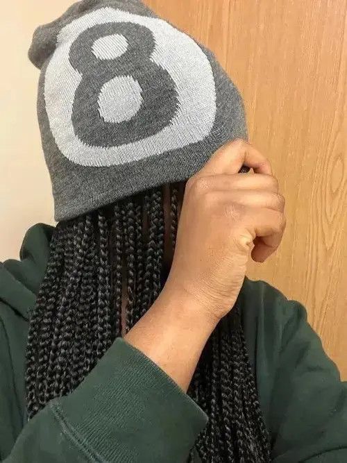 Japanese Brand Y2K Knitting Number 8 Beanie Hat Size ONE SIZE - 2 Thumbnail