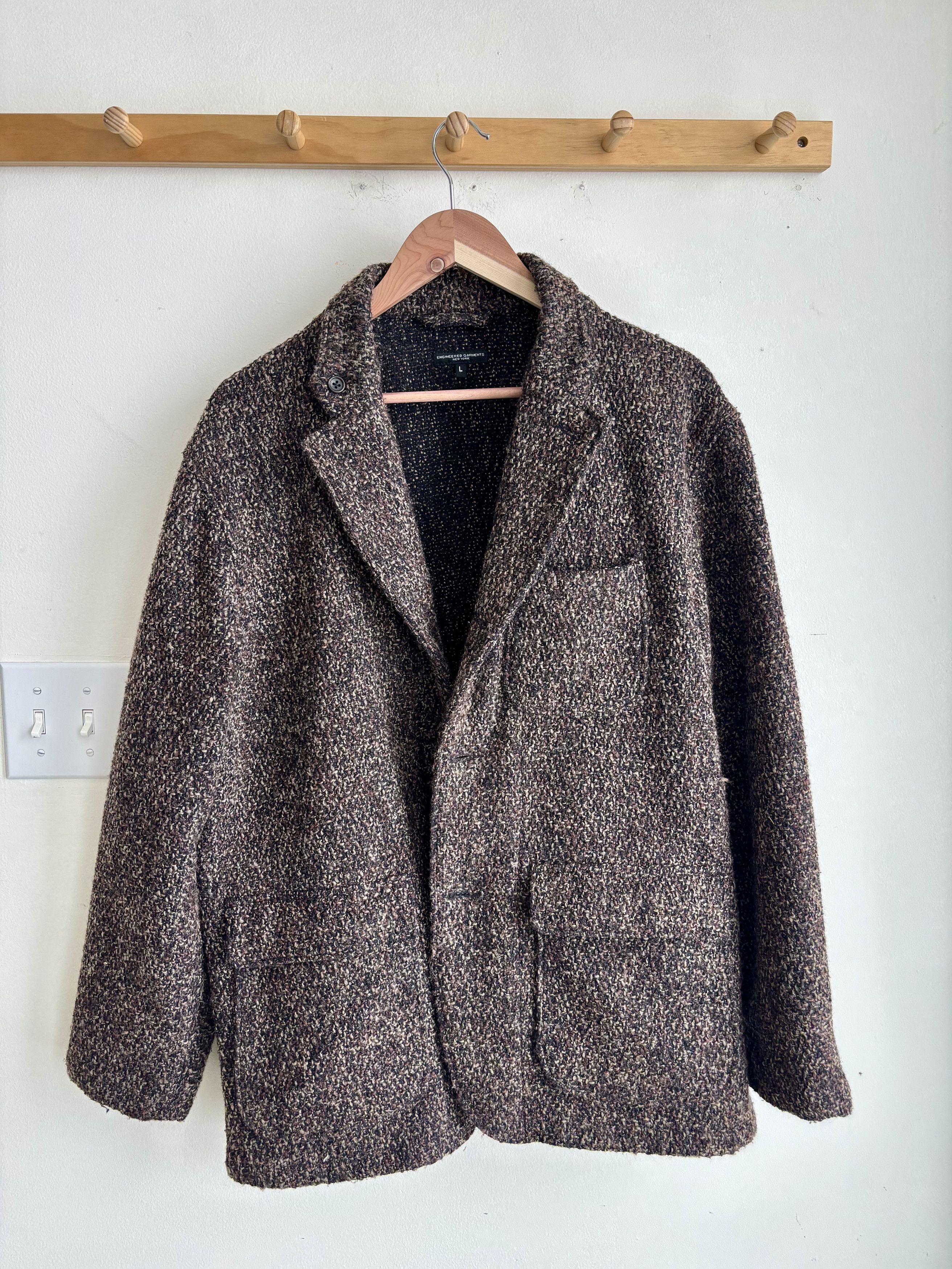 Engineered garments dark brown tweed jacket