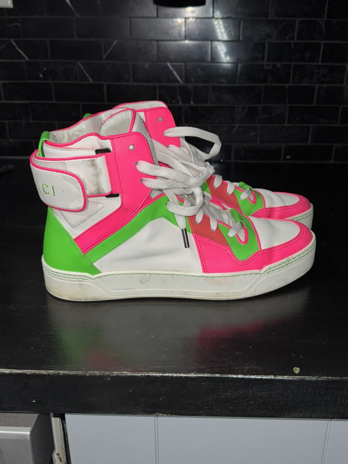 Gucci Gucci Leather high top sneakers Size US 8.5 / EU 41-42 - 1 Thumbnail