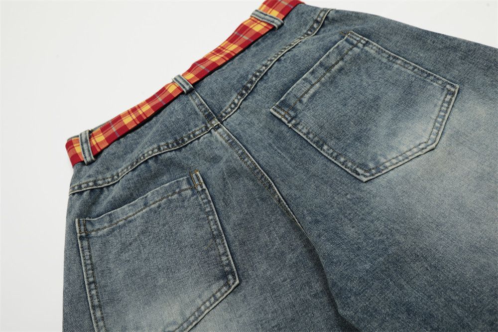 Jean Men's punk plaid washed star scimitar jeans y2k Size US 32 / EU 48 - 5 Thumbnail
