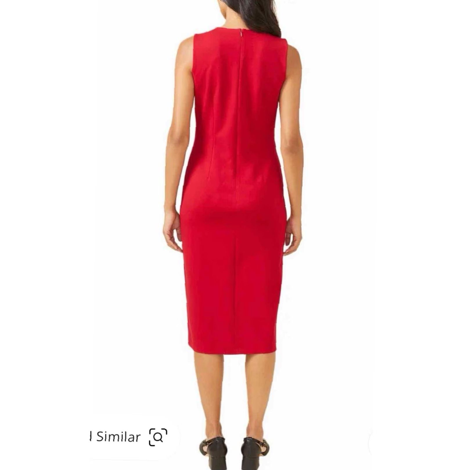 J.McLaughlin J. McLaughlin Dress Women Midi Sleeveless Red Bainbridge Cloth M Sheath Pencil Tank Zip Stretch Size M / US 6-8 / IT 42-44 - 7 Thumbnail