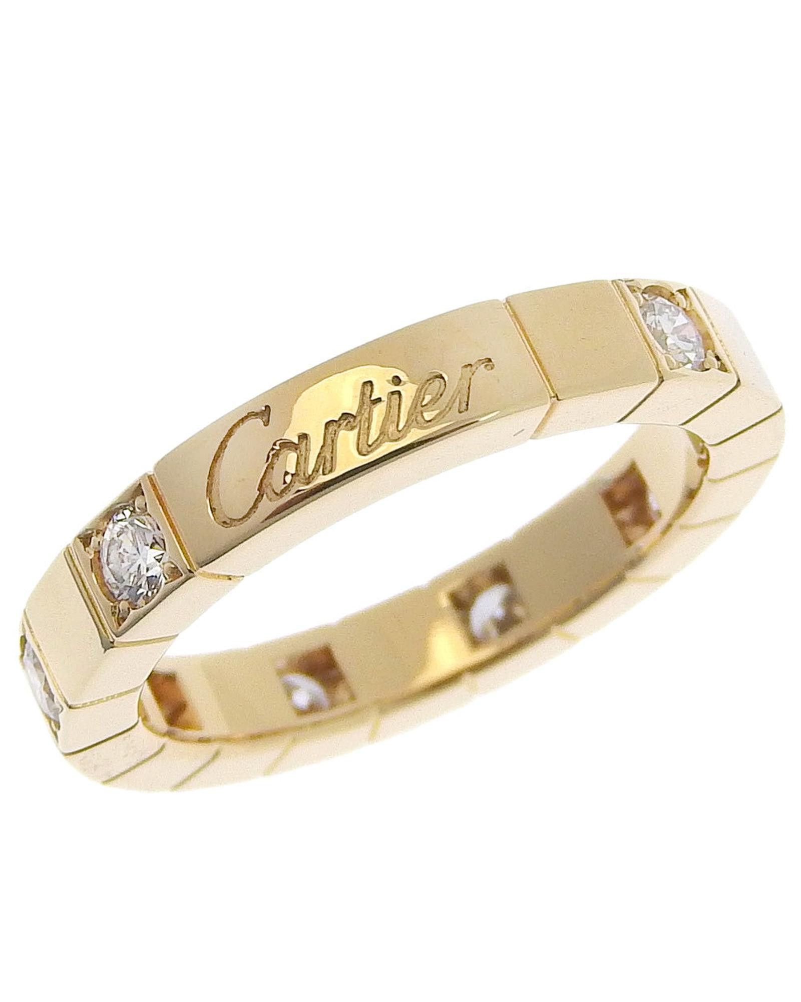 image of Captivating Cartier Laniere Half Diamond Ring With K18 Yellow Gold, Women's