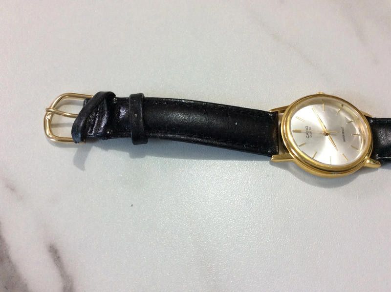 Casio casio gold dial black leather strap watch Size ONE SIZE - 2 Thumbnail