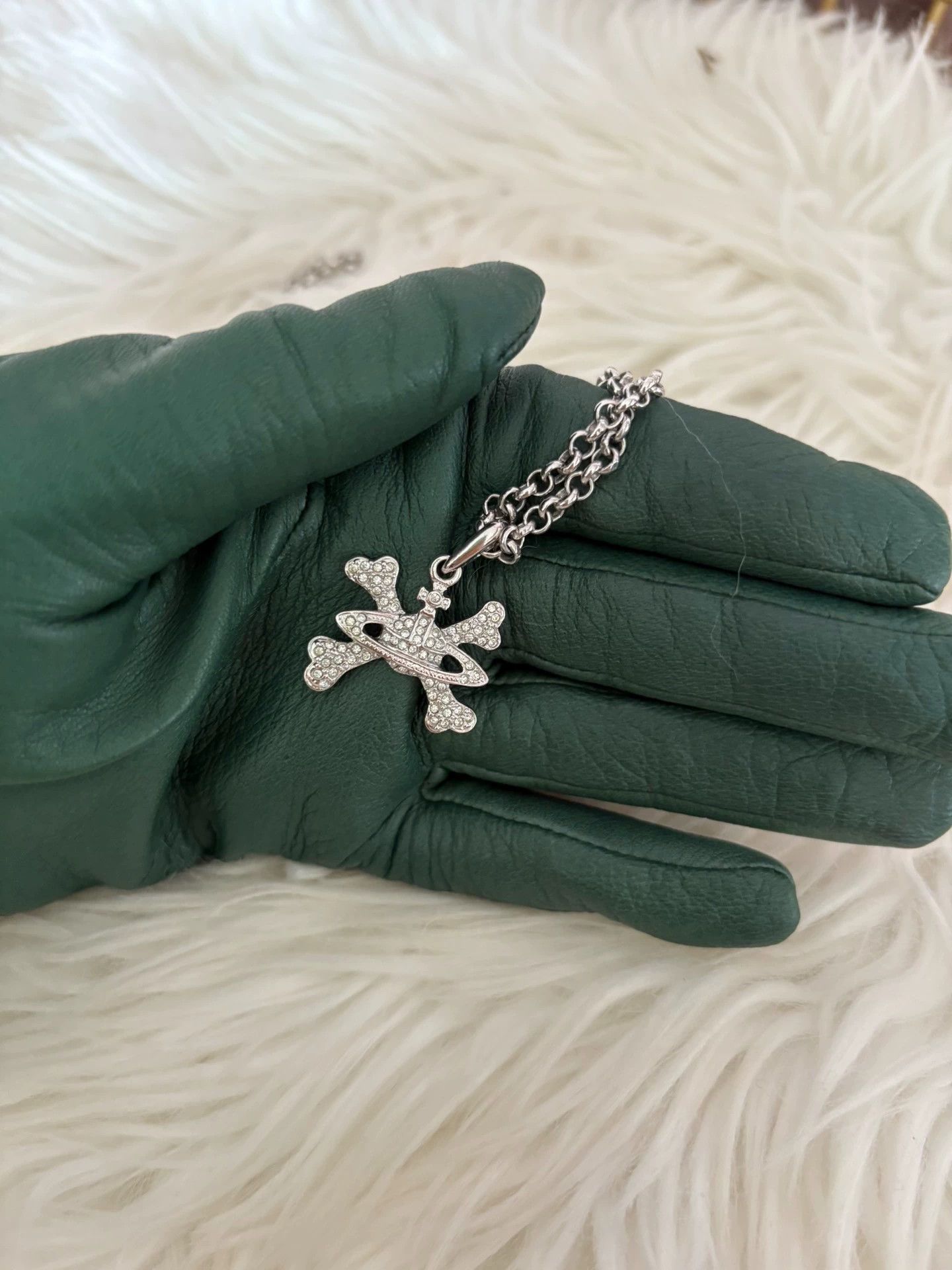 Vivienne Westwood Vivienne Westwood Skeleton Saturn Rhinestone Necklace Size ONE SIZE - 1 Thumbnail