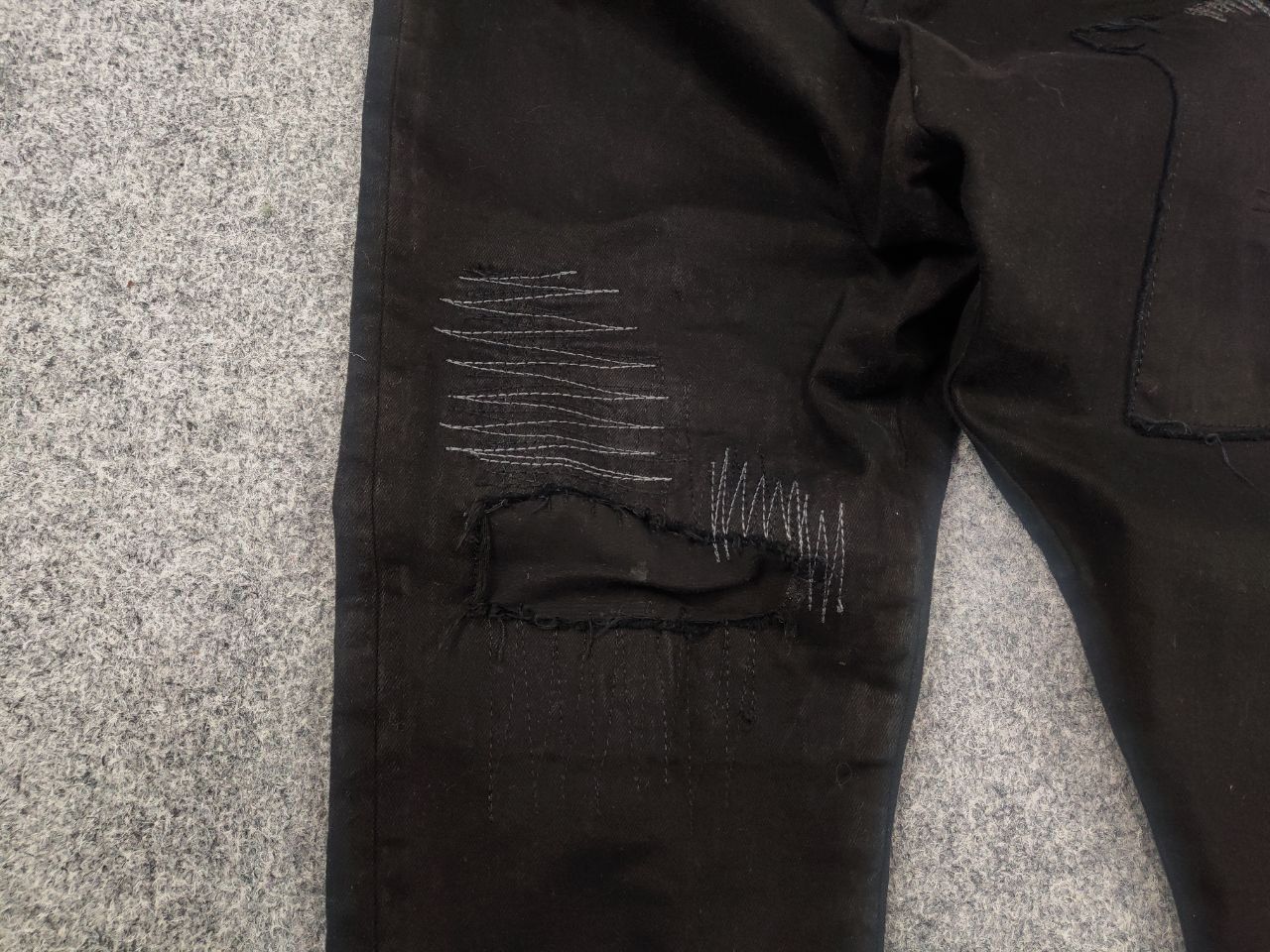 Japanese Brand Umit Unal Couture Black jeans decorative Drop Crotch Pants Size US 31 - 6 Thumbnail