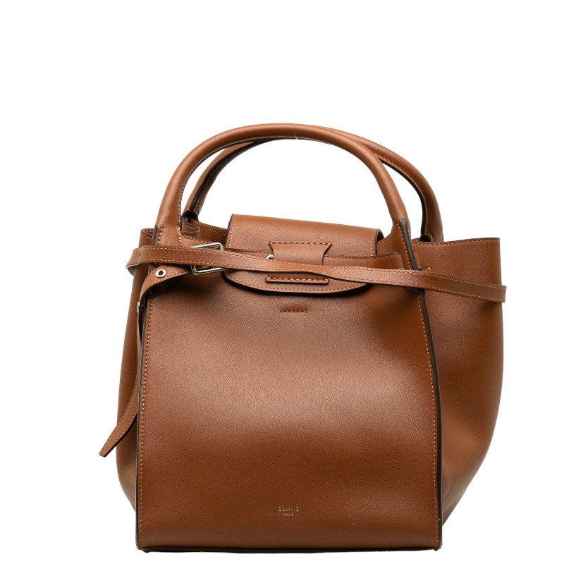 image of Celine Leather Big Bag in Brown, Women's