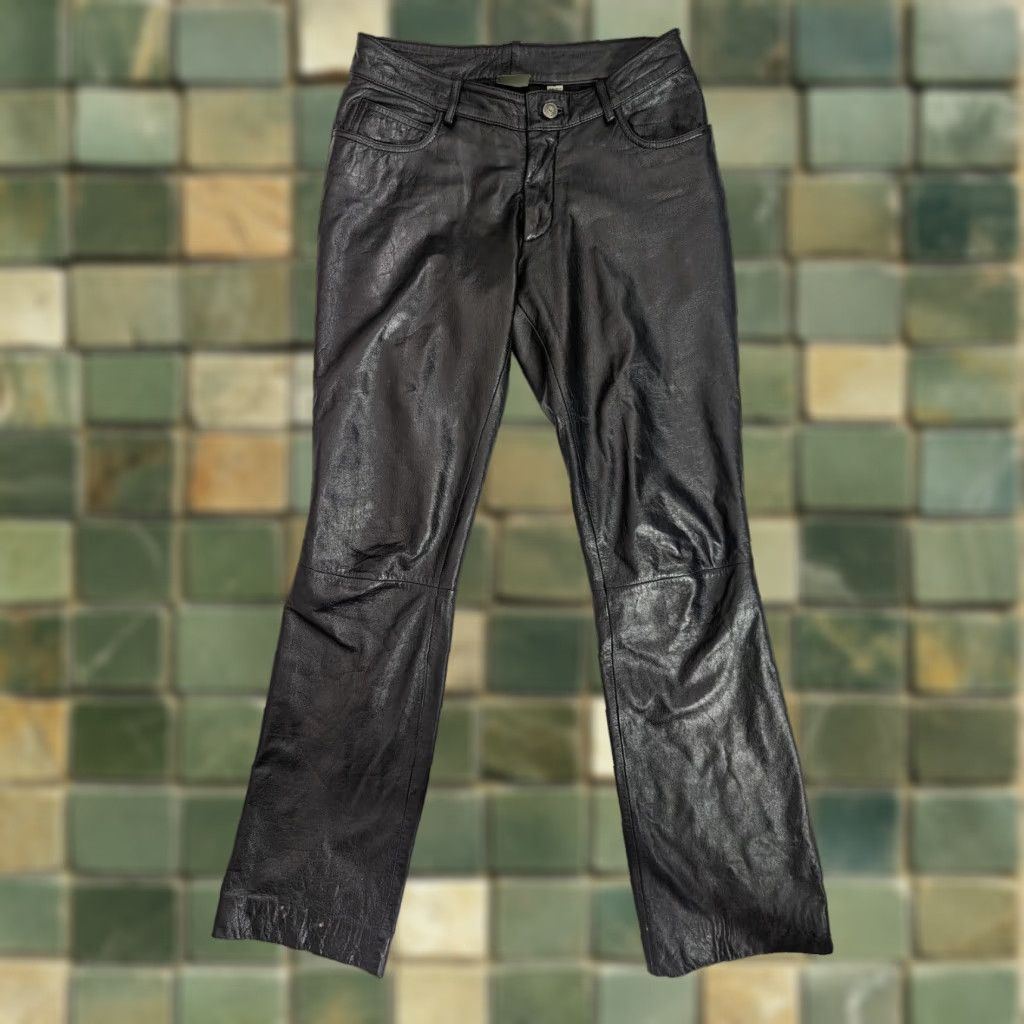 Vintage VINTAGE Wilsons Leather Black Straight Leg Pants 4 Mid Rise 28x31 Womens Dress Pants Mens Womens Size 27" / US 4 / IT 40 - 1 Thumbnail