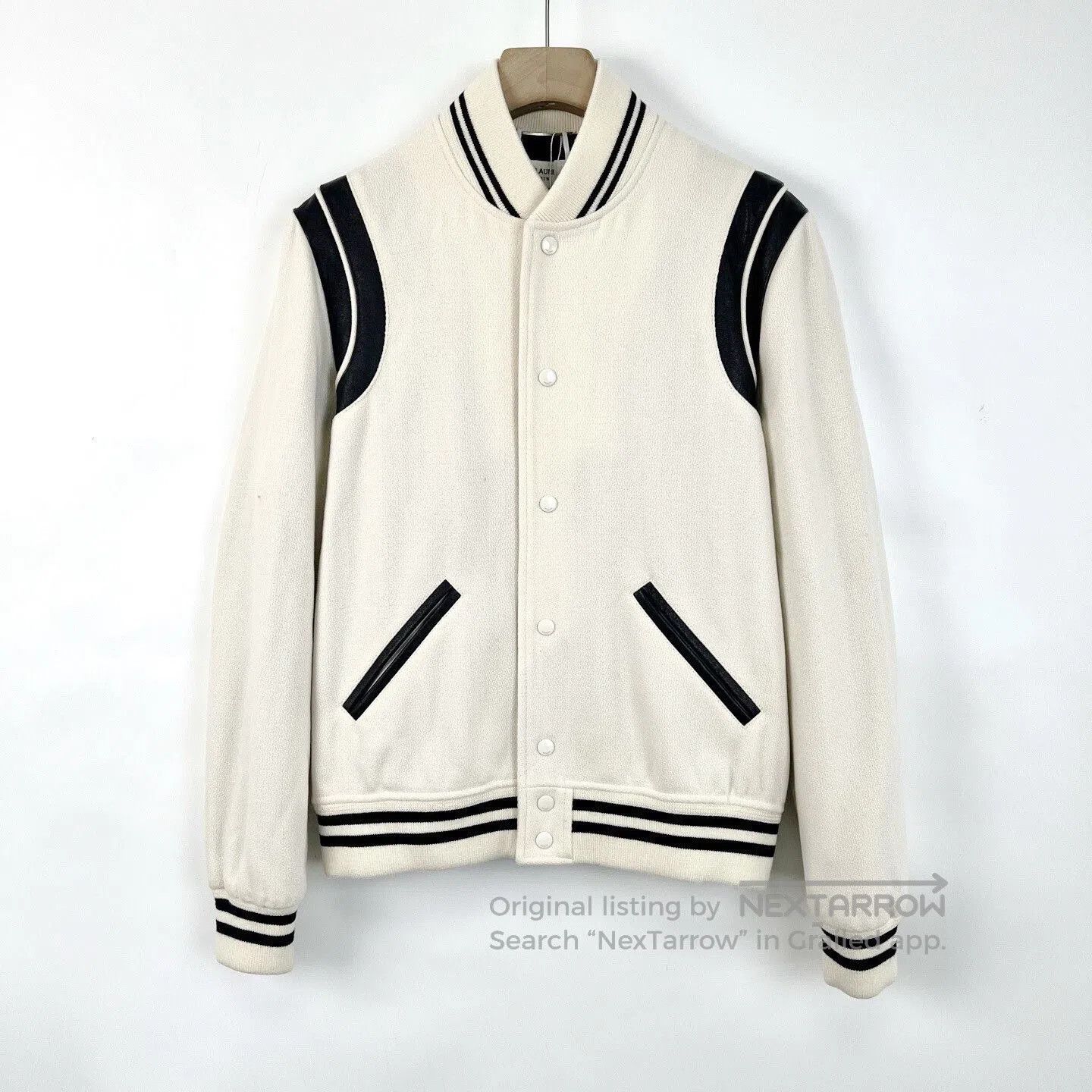 Saint Laurent Paris Saint Laurent Cream Baseball Jacket. Size US M / EU 48-50 / 2 - 1 Thumbnail