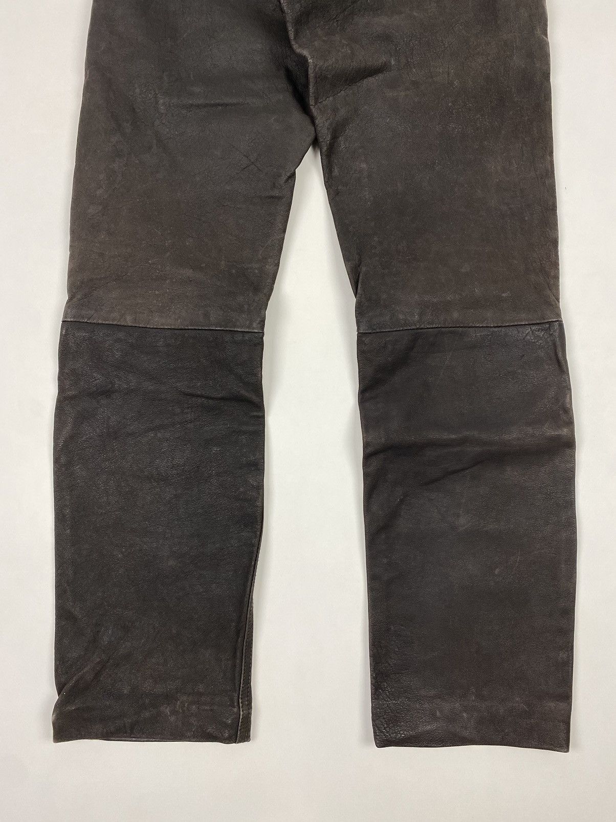 Leather 1990’s Vintage Distressed Brown Biker Leather Pants Size US 31 - 13 Thumbnail
