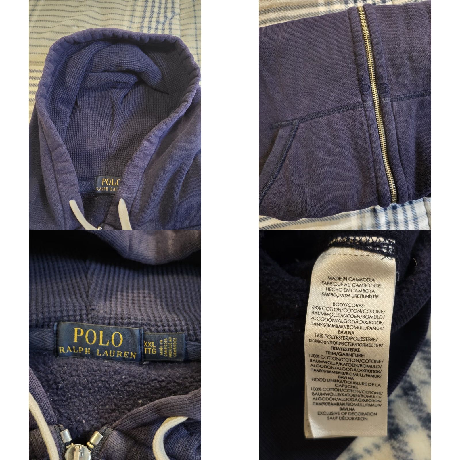 Polo Ralph Lauren VINTAGE Polo Ralph Lauren Hoodie Shirt Navy Blue 2XL Mens Full Zip Waffle Knit Lined Embroidered Logo Zip Pockets Heavyweight Casual Preppy Brands Size US XXL / EU 58 / 5 - 8 Thumbnail