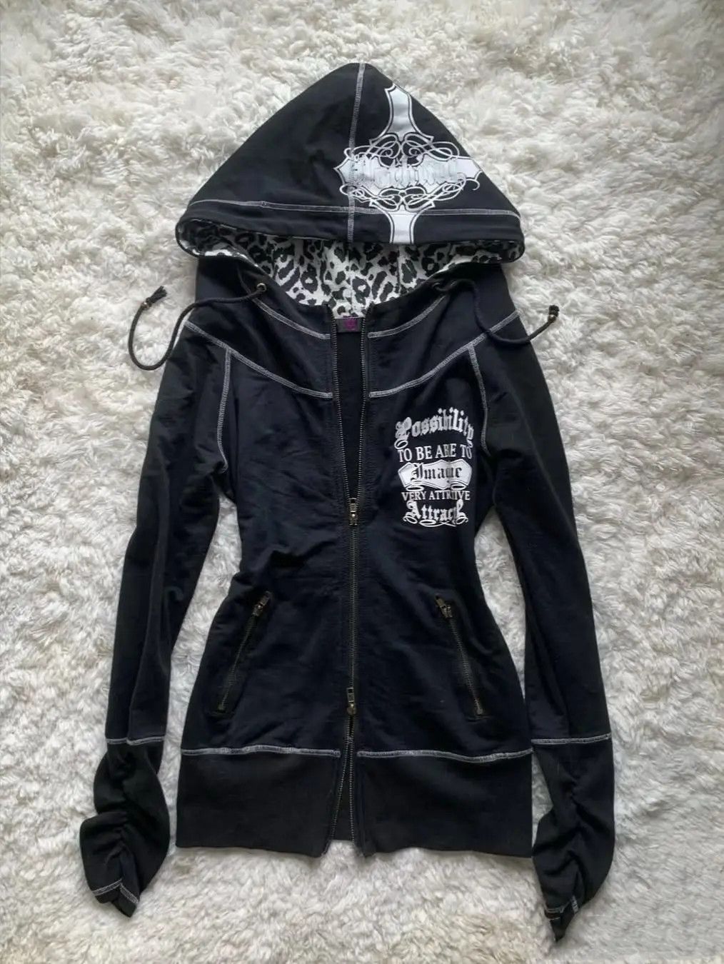 Japanese Brand × Vintage Slim Fit Versatile Leapord Printed Black Cardigan Size US M / EU 48-50 / 2 - 1 Thumbnail