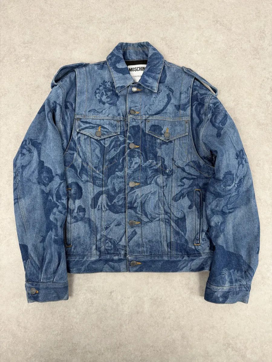 FW2017 Moschino Tattooed Horse Print Blue Denim Jacket