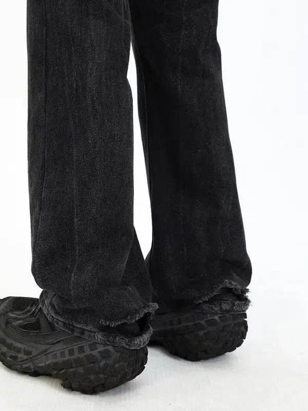 VIBE Vintage washed and worn black ripped micro flare jeans Size US 34 / EU 50 - 4 Thumbnail
