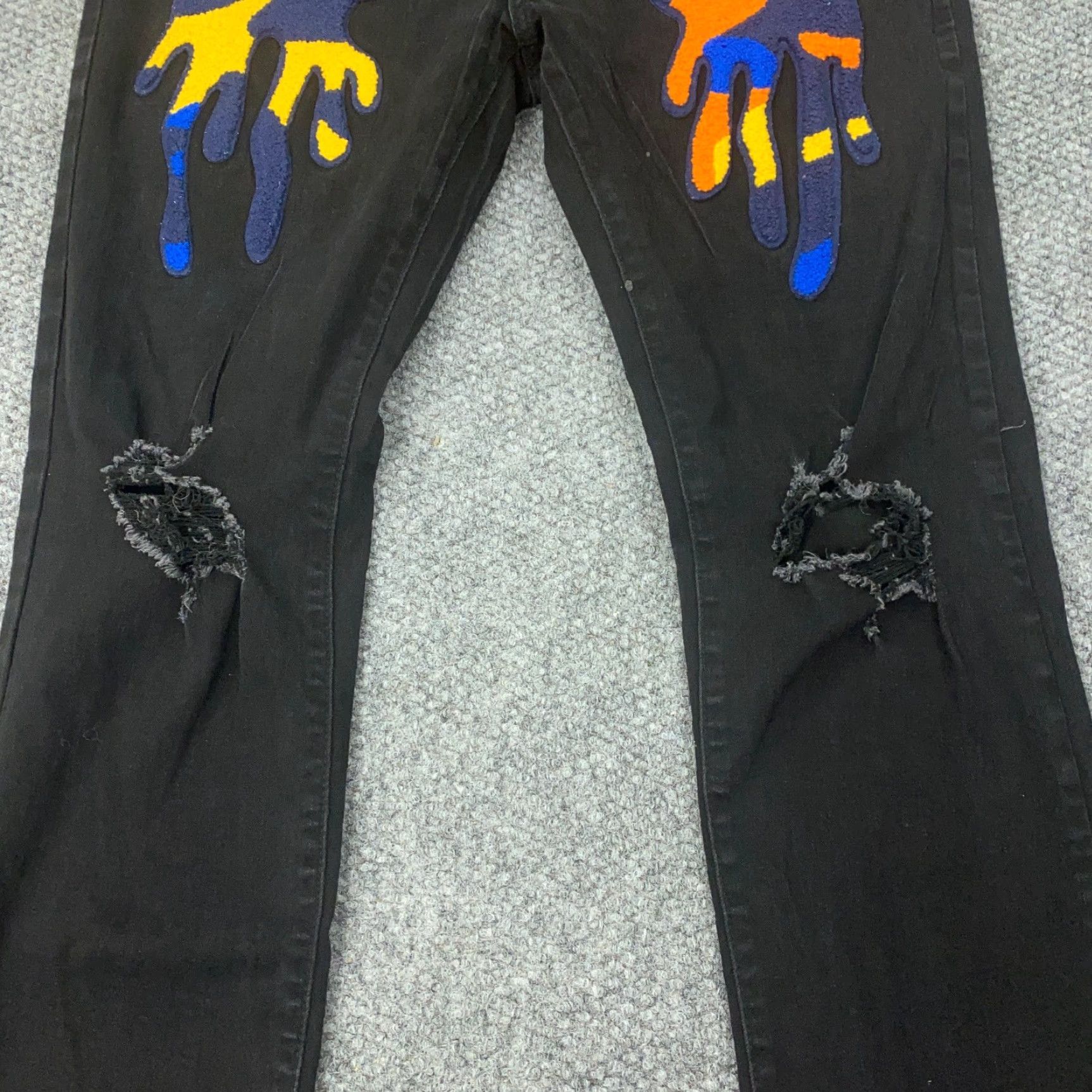 Vintage Heritage By America Roku Studio Drippy Jeans Mens 36 Black Distressed Skinny Jeans 5-Pocket Denim Cotton Regular 32L Mens Size US 36 / EU 52 - 5 Thumbnail