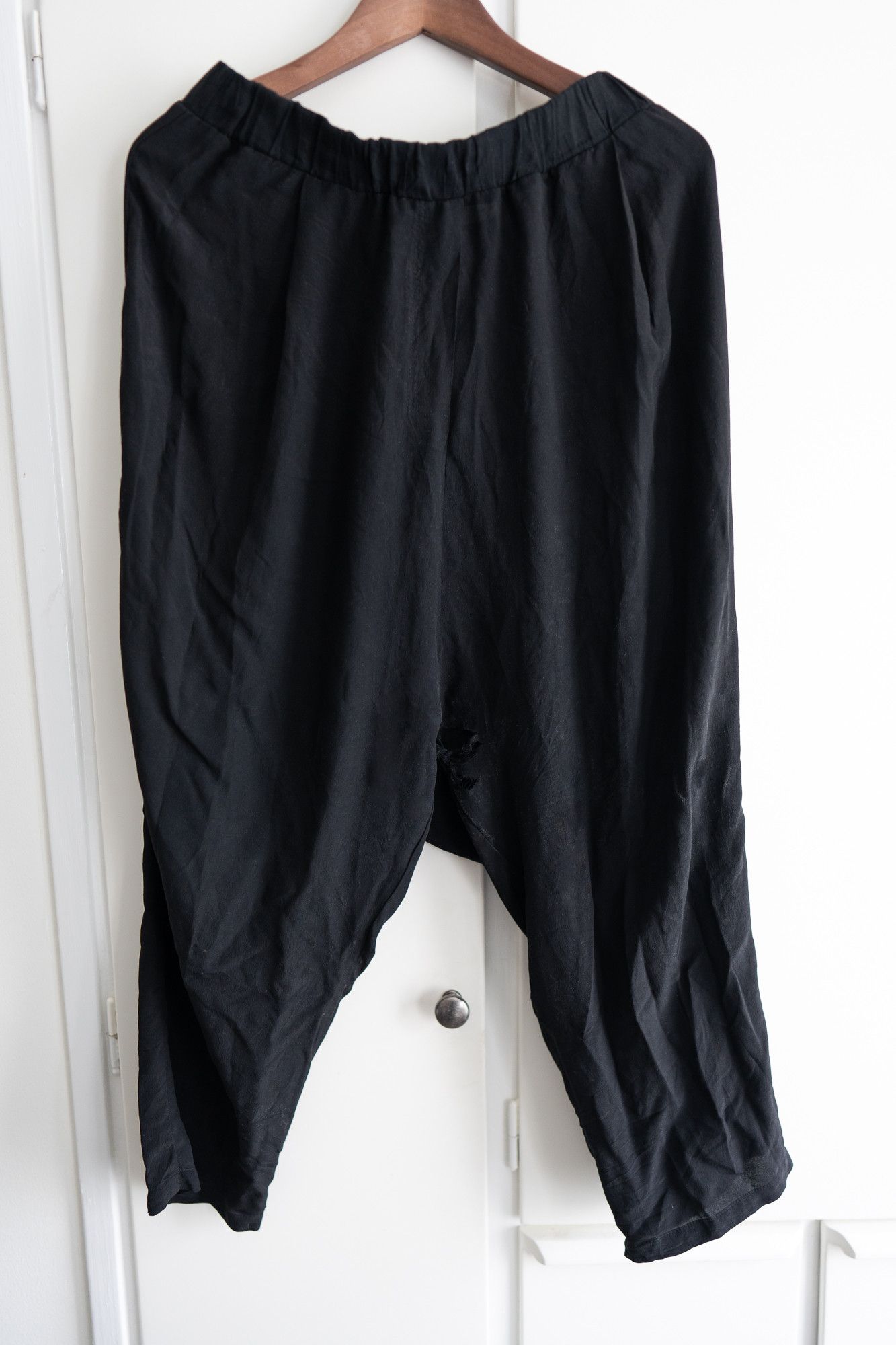 Silent By Damir Doma 100% Silk Drop Crotch Pants, Black Harem | Grailed