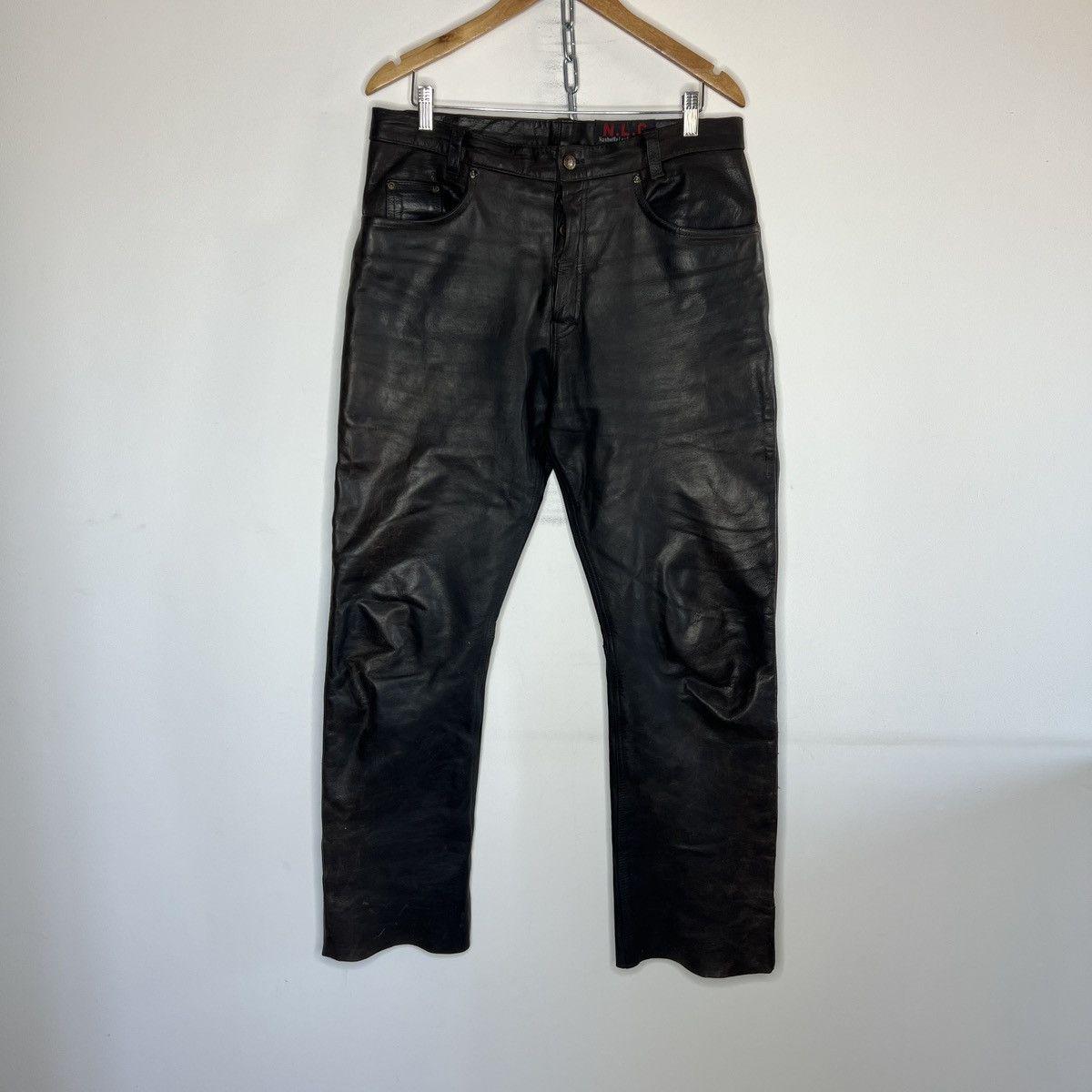 Leather × Vintage Vintage Nashville Classic Leather MOTO Pants Trousers Biker Size US 36 / EU 52 - 1 Thumbnail
