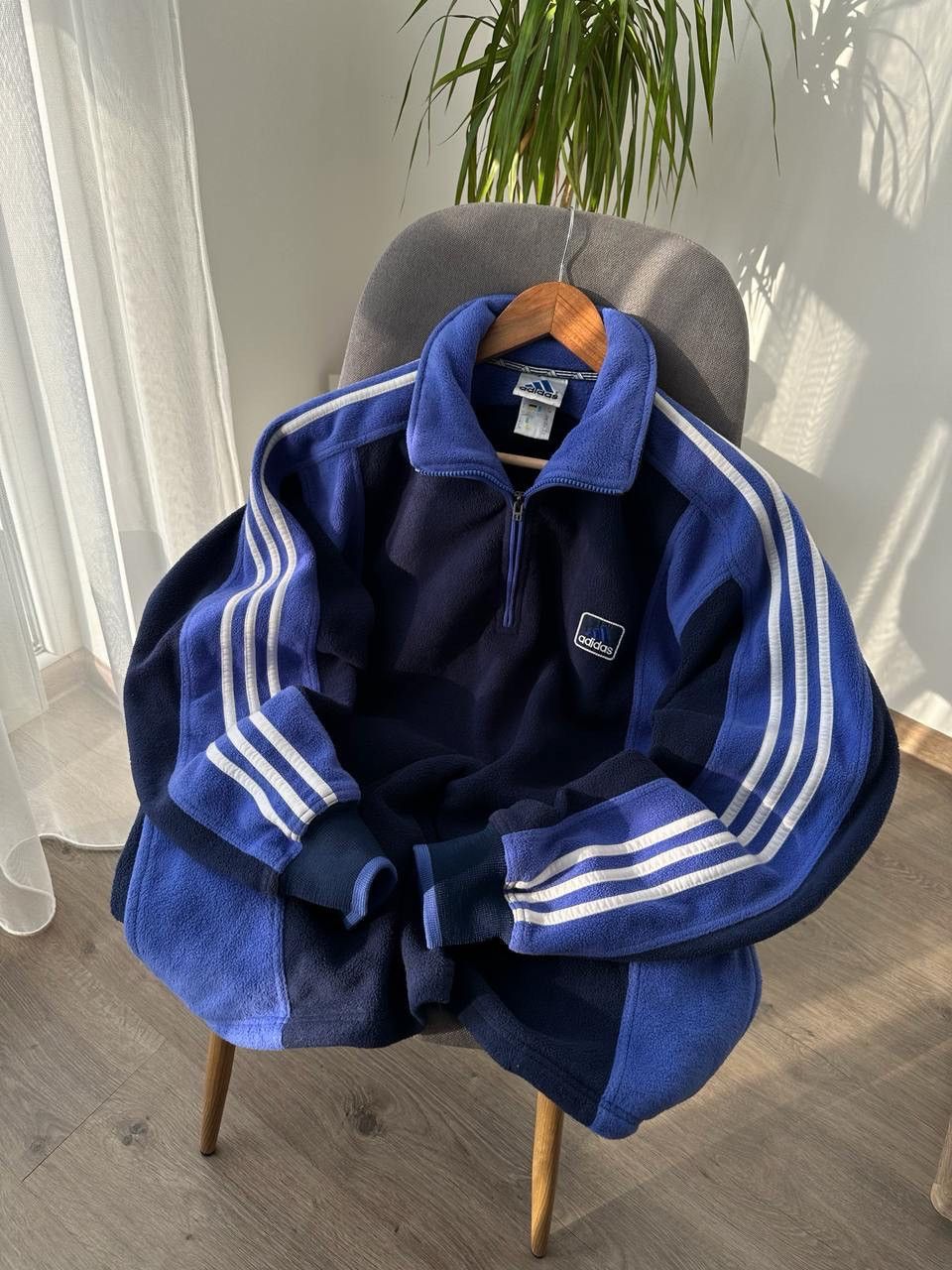 Adidas × Vintage Vintage Adidas 1/4 zip fleece blue hoodie Size US M / EU 48-50 / 2 - 21 Thumbnail
