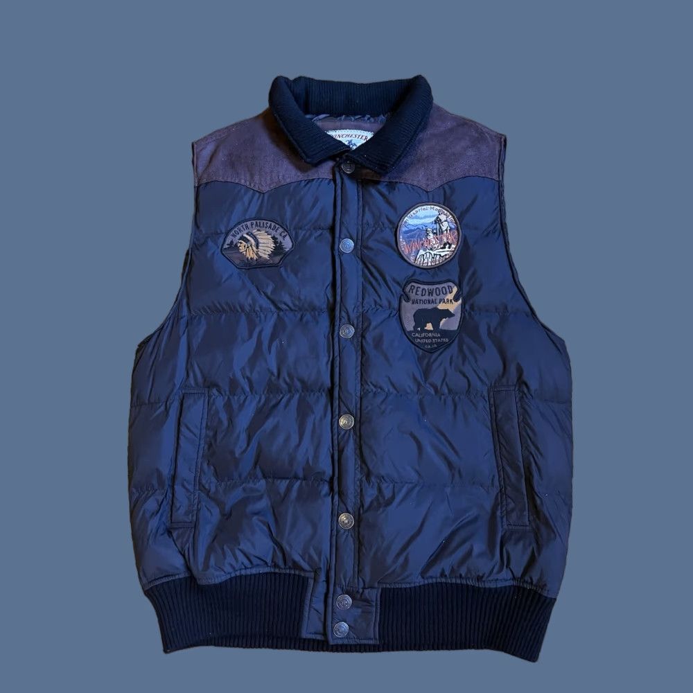 Vintage Winchester The American Legend Patch Puffer Vest Mens XL Black Quilted Vest Size US XL / EU 56 / 4 - 1 Thumbnail