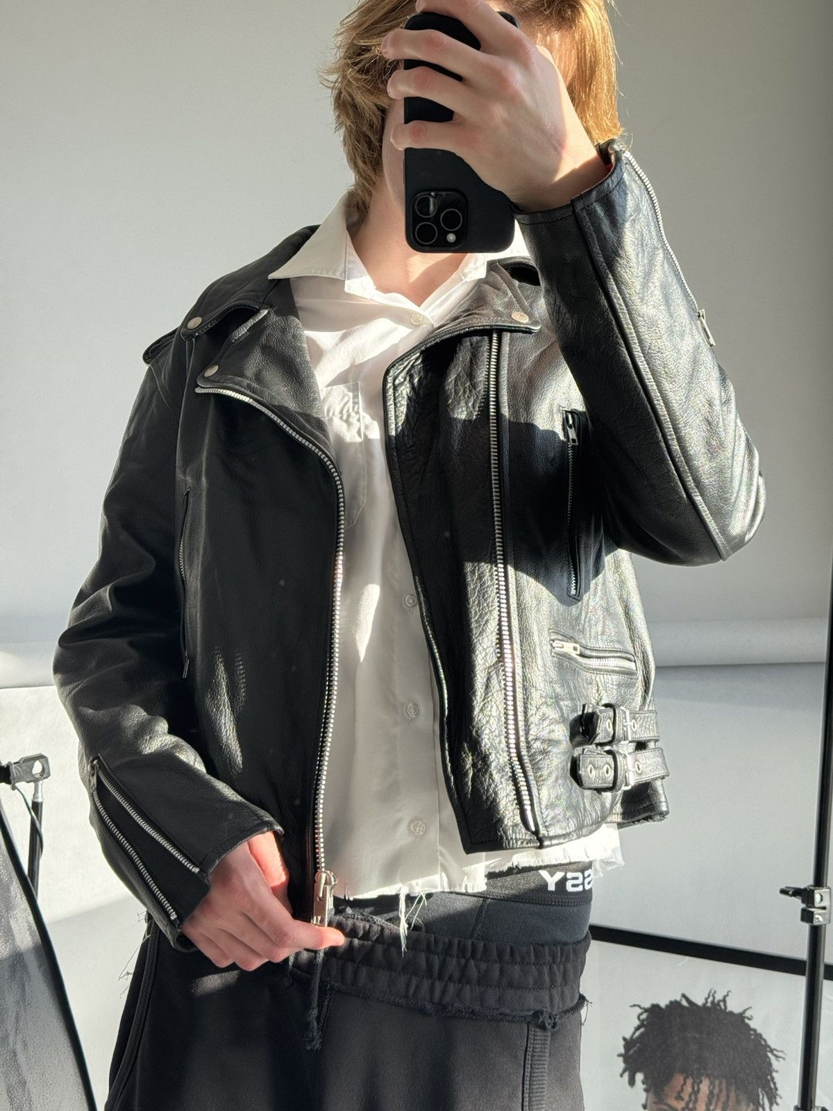 Vintage Vintage Leather Jacket Black Large Zip Up Motorcycle Biker Size US L / EU 52-54 / 3 - 17 Thumbnail