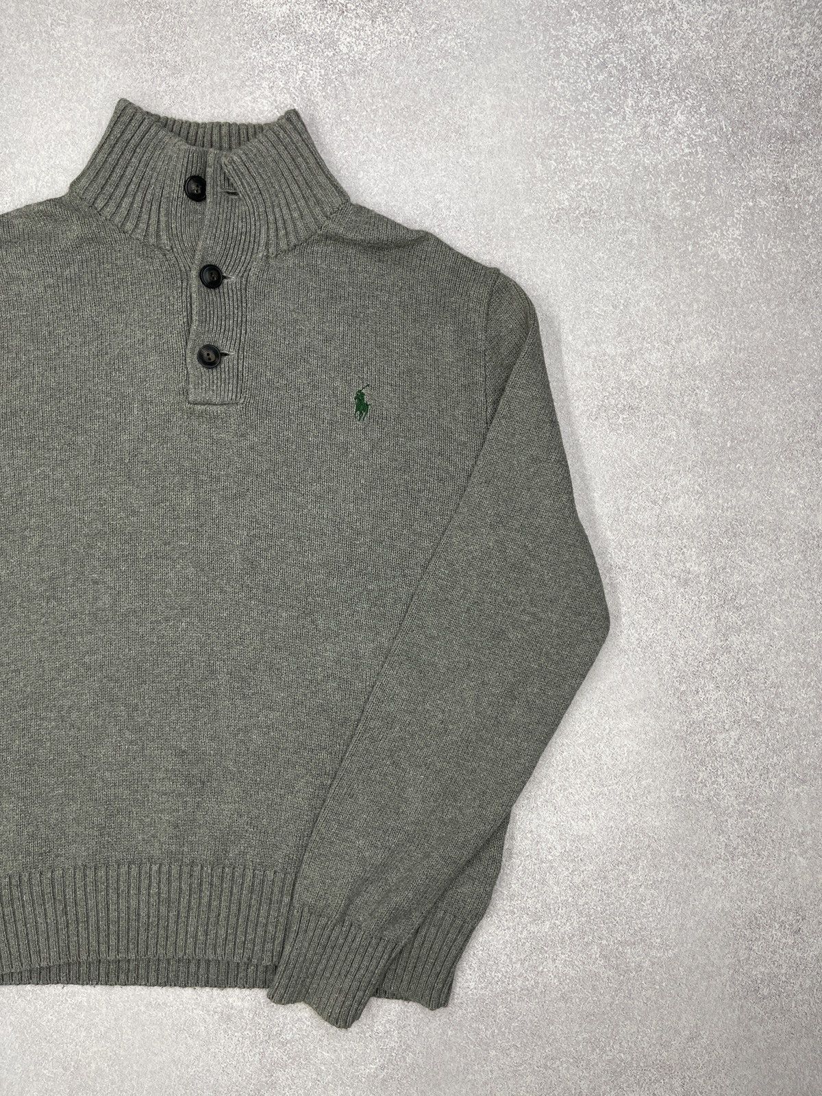 Polo Ralph Lauren Mens Polo Ralph Lauren Knitted Sweater Button Grey Y2K Rugby Size US S / EU 44-46 / 1 - 3 Thumbnail