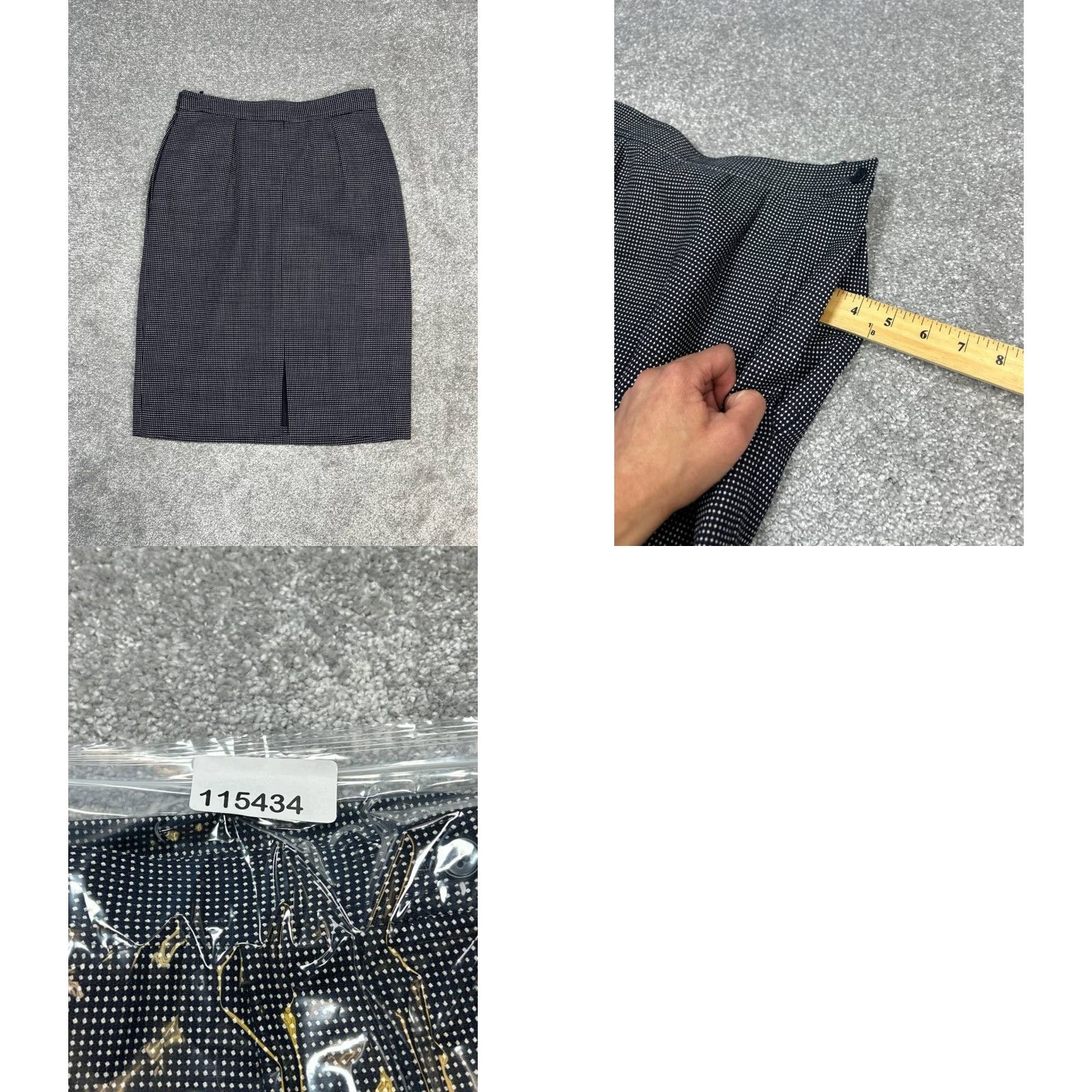 Valentino VINTAGE Valentino Skirt Pencil Womens 40 Black Check Zip Back Slit Casual 90s Modern Womens Size 32" / US 10 / IT 46 - 8 Thumbnail