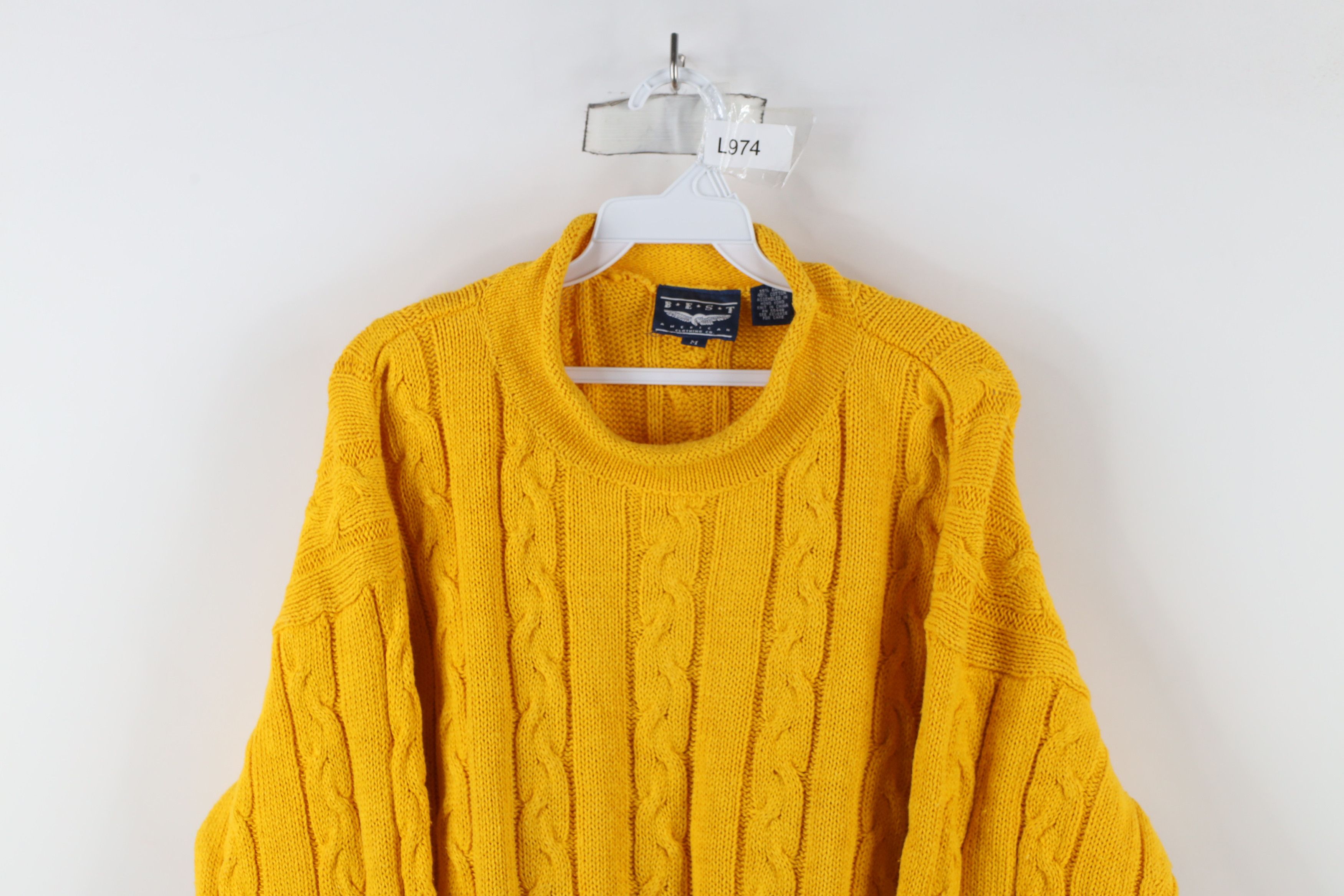 Vintage Vintage 90s Streetwear Chunky Cable Knit Sweater Yellow Size M / US 6-8 / IT 42-44 - 2 Thumbnail