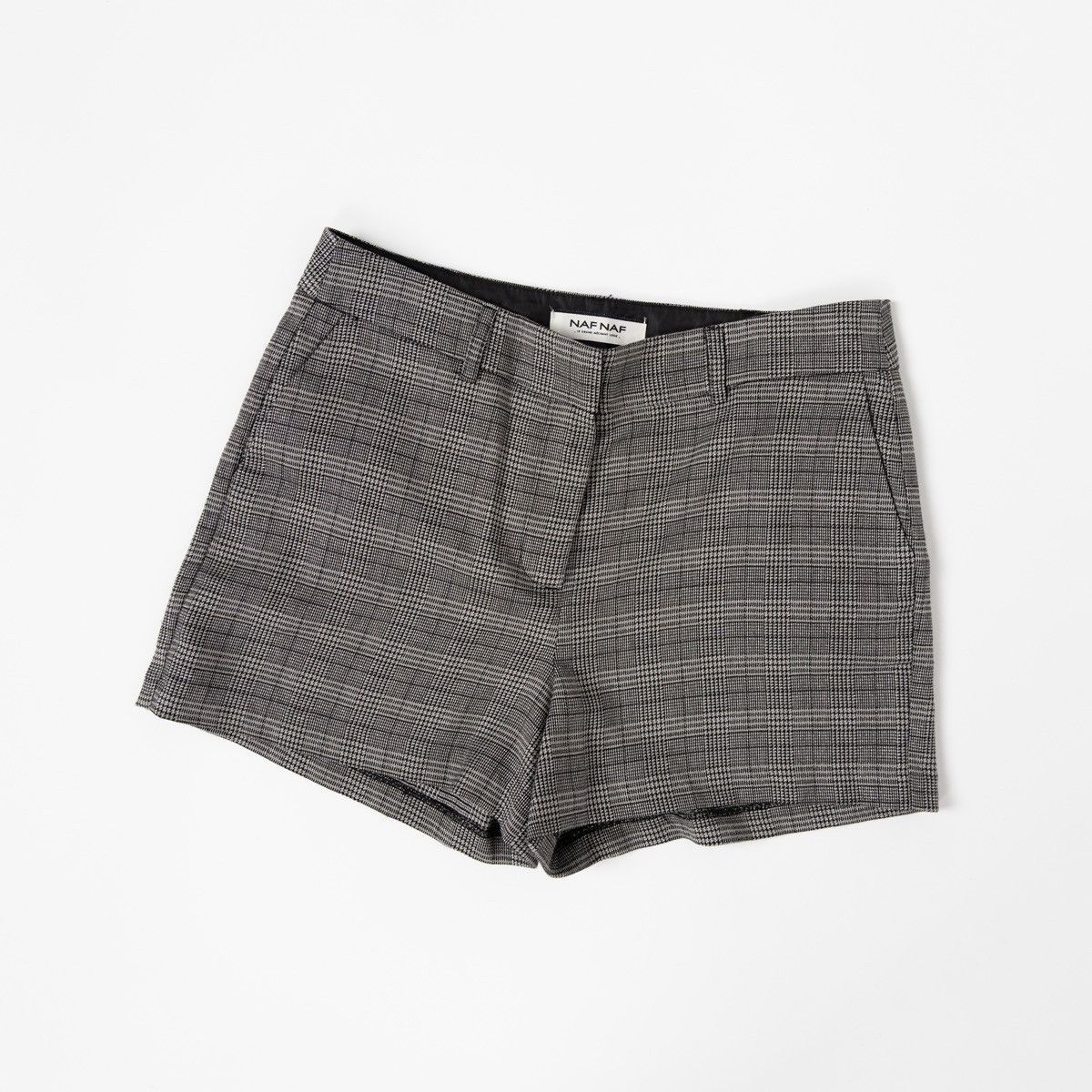 Other Naf Naf Womens Plaid Tailored Shorts Gray Black Zip Closure Size 27" / US 4 / IT 40 - 1 Thumbnail