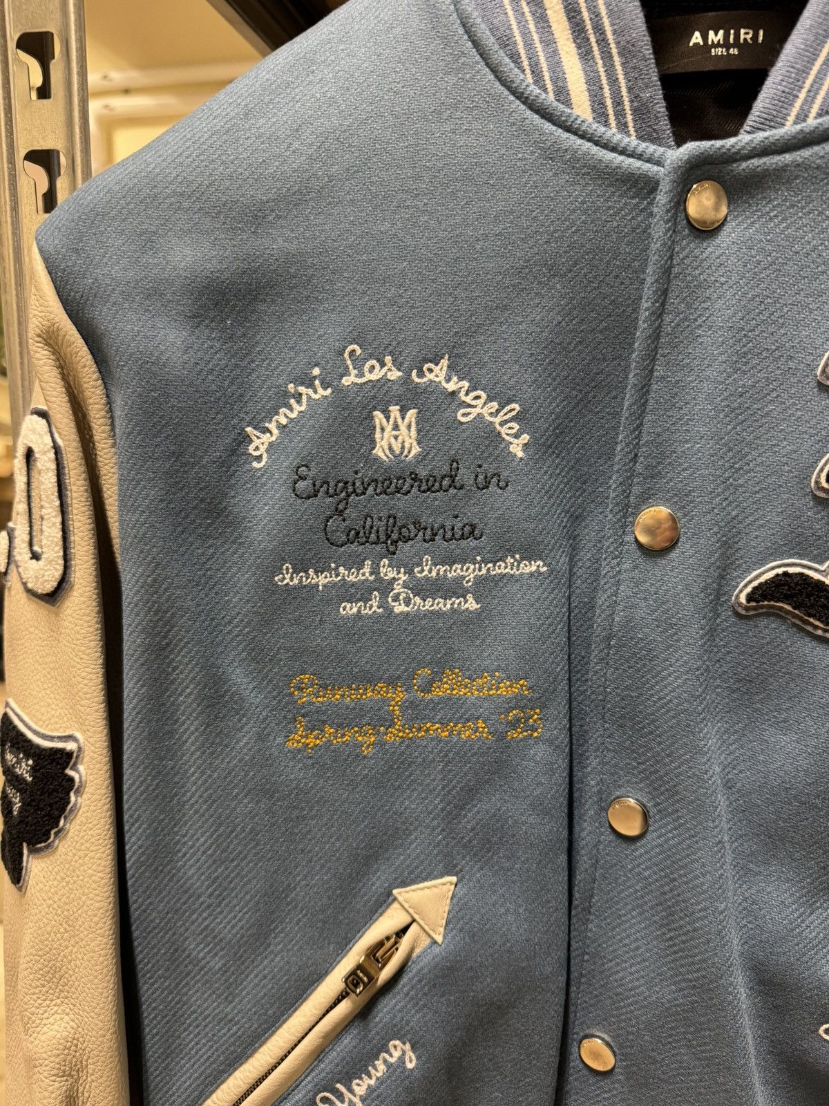 Amiri Amiri Bluefin Imagination Leather Varsity Jacket NEW 3200$ Size US M / EU 48-50 / 2 - 3 Thumbnail