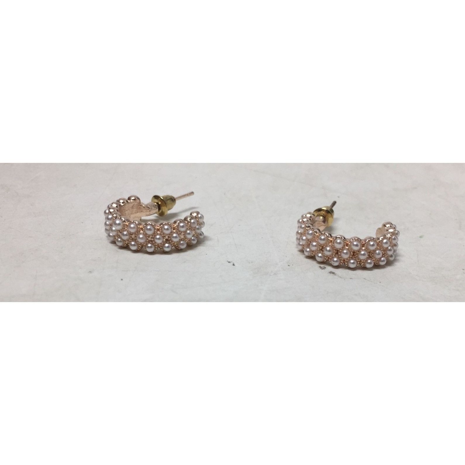 Other Women's Rose Gold Hoop Earrings with White Faux Pearl/Beads Size ONE SIZE - 5 Thumbnail