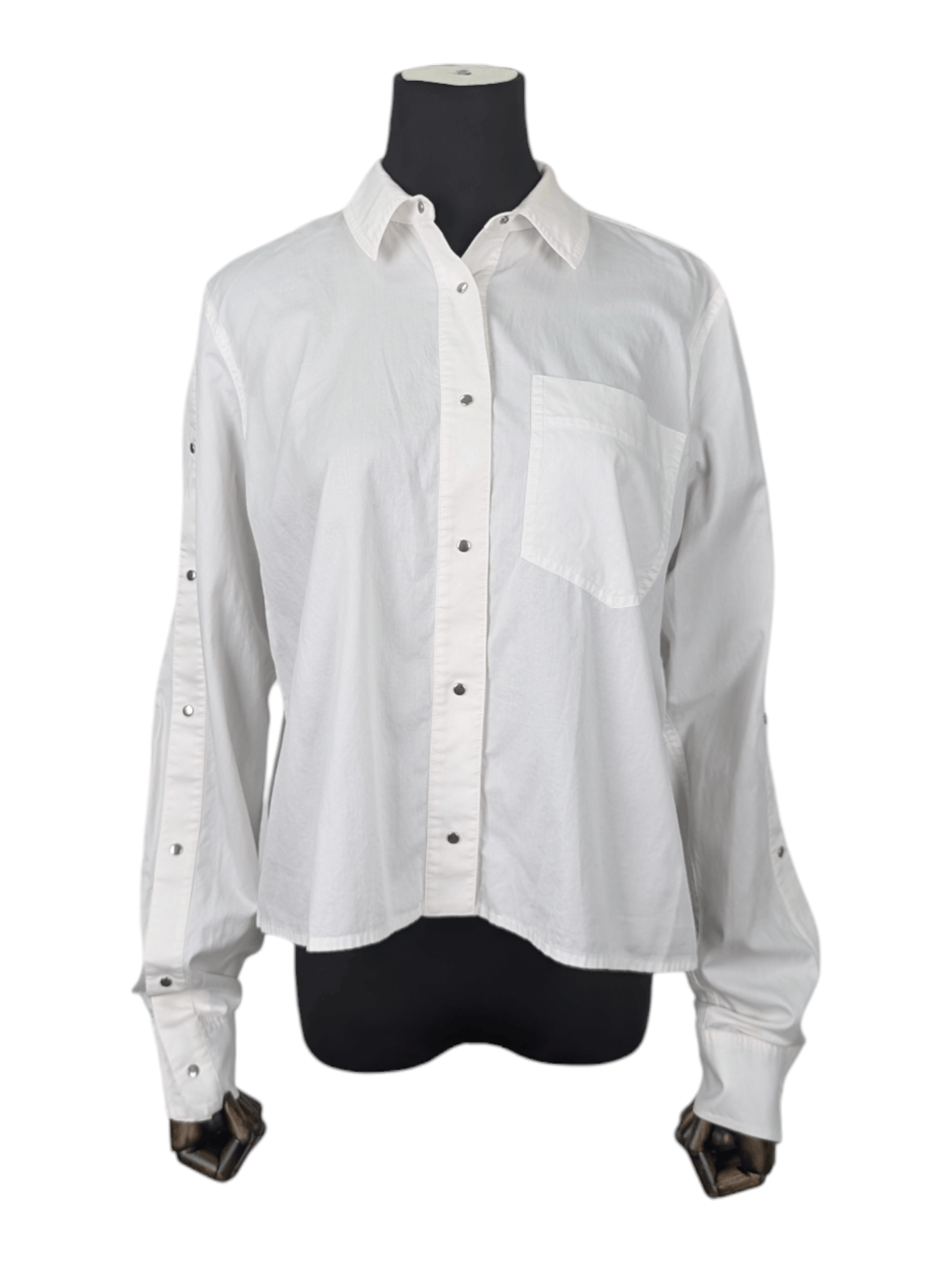 T by Alexander Wang Off White Shirt with Buttoned Sleeve Size XS / US 0-2 / IT 36-38 - 1 Thumbnail