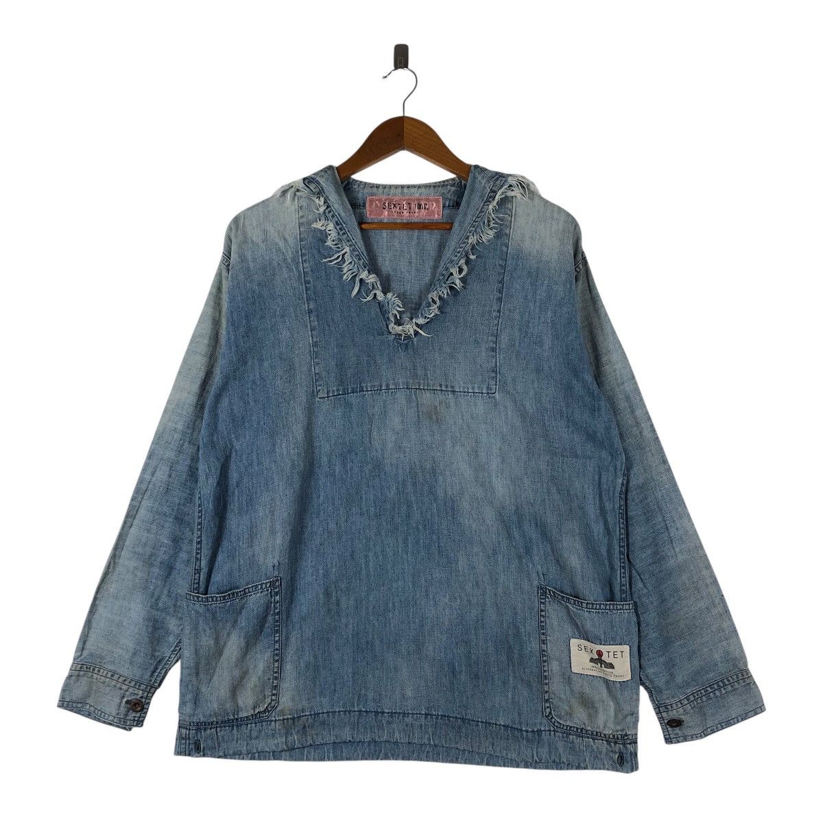 Japanese Brand SEXTET IMP. Denim Sailor Collar Shirt Size US L / EU 52-54 / 3 - 1 Thumbnail