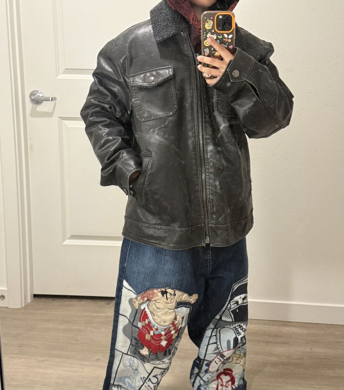 BKE BKE Black Sherpa Leather Jacket Size US L / EU 52-54 / 3 - 6 Thumbnail