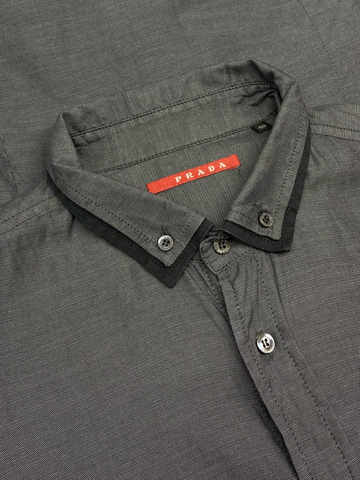 Prada Prada Dark Grey Black Tab Long Sleeve Button Up Shirt Size US M / EU 48-50 / 2 - 15 Thumbnail