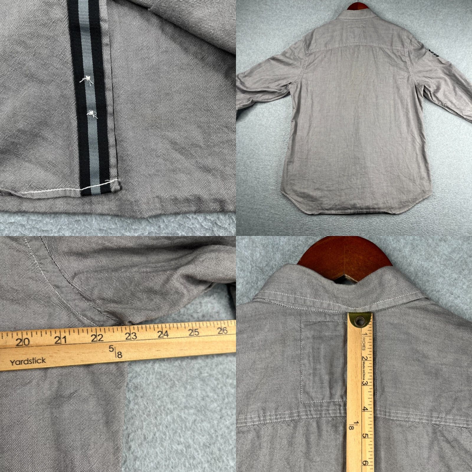 Express Express Shirt L Gray Embroidered Griffin Logo Roll Tab Button-Up Long Sleeve / Express Long Sleeve Button Up Shirt L Gray Embroidered Griffin Logo Size US L / EU 52-54 / 3 - 8 Thumbnail