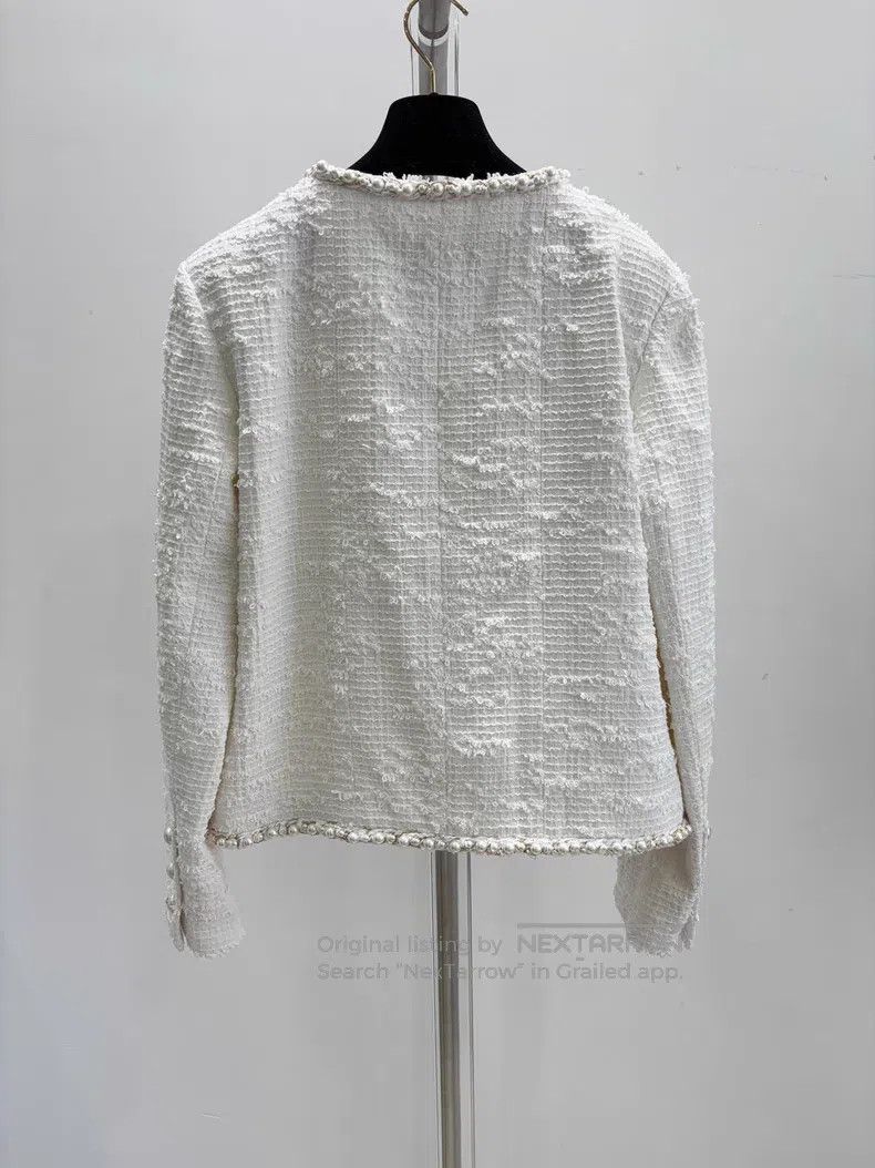 Chanel Chanel Spring and Summer Series White Pearl Tweed Coat Size S / US 4 / IT 40 - 2 Thumbnail